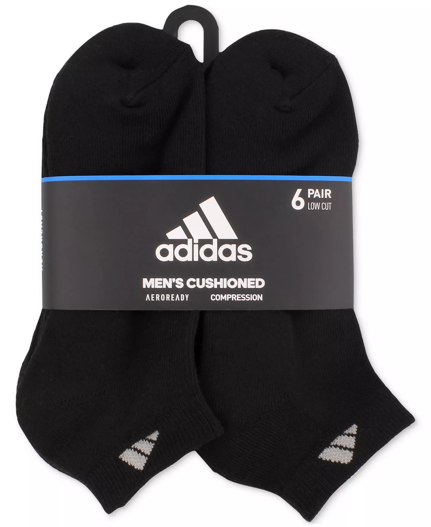 Men's Cushioned Athletic 6-Pack Low Cut Socks - Black - L