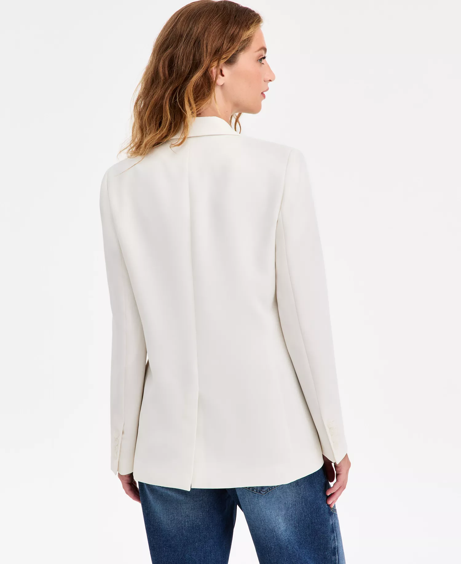 Women's Oversized Crepe Blazer, Macy's Exclusive - Crema - L