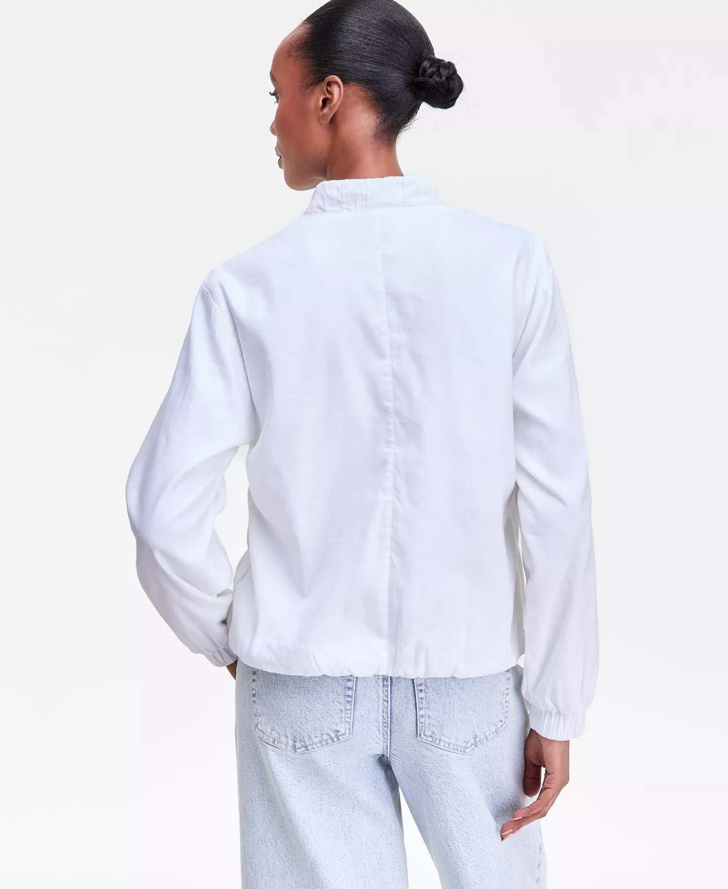 Women's Linen Bomber Jacket, Macy's Exclusive - Bright Whi - L