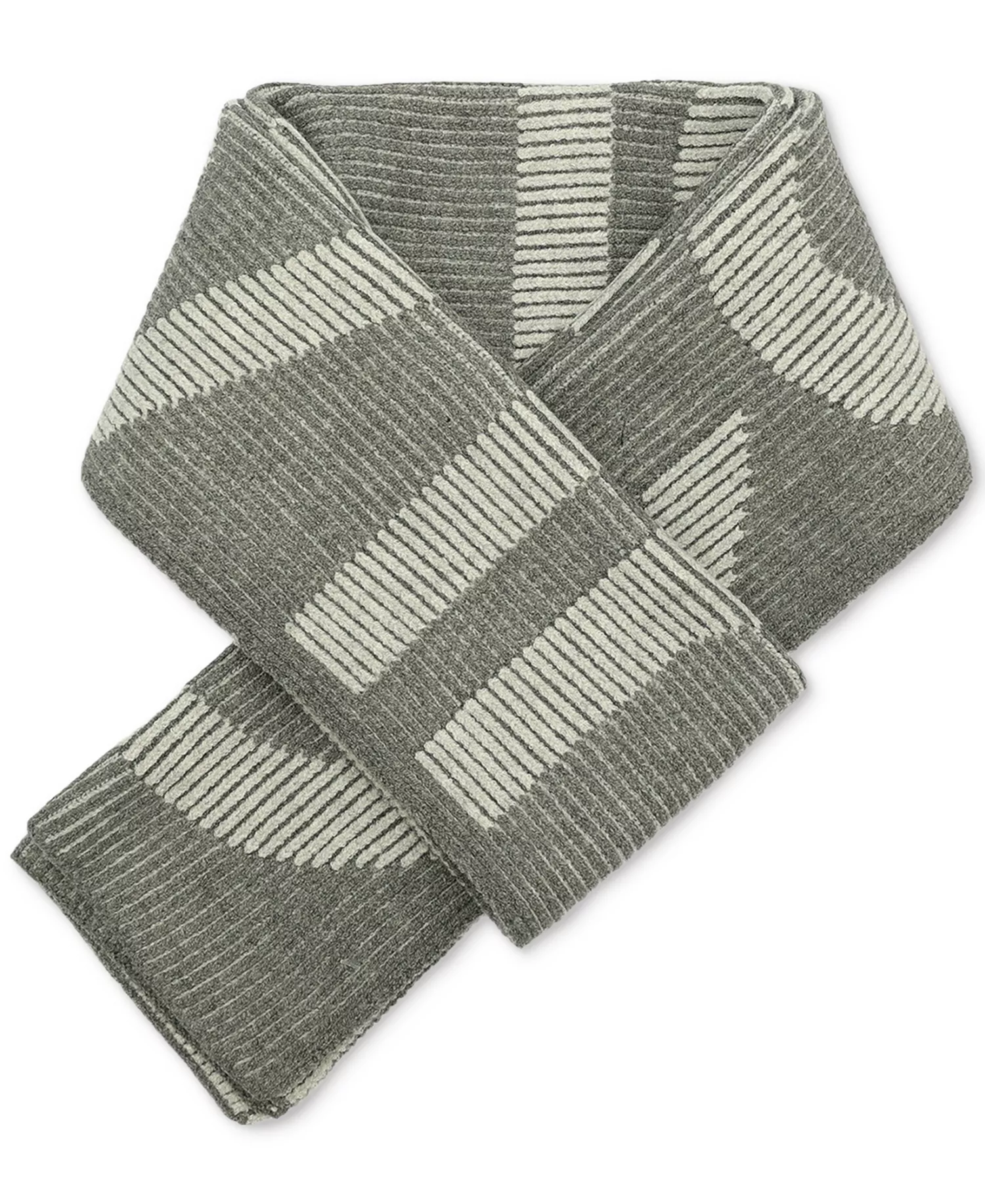 Men's Plaited Logo Scarf - Medium Grey - ONE SIZE