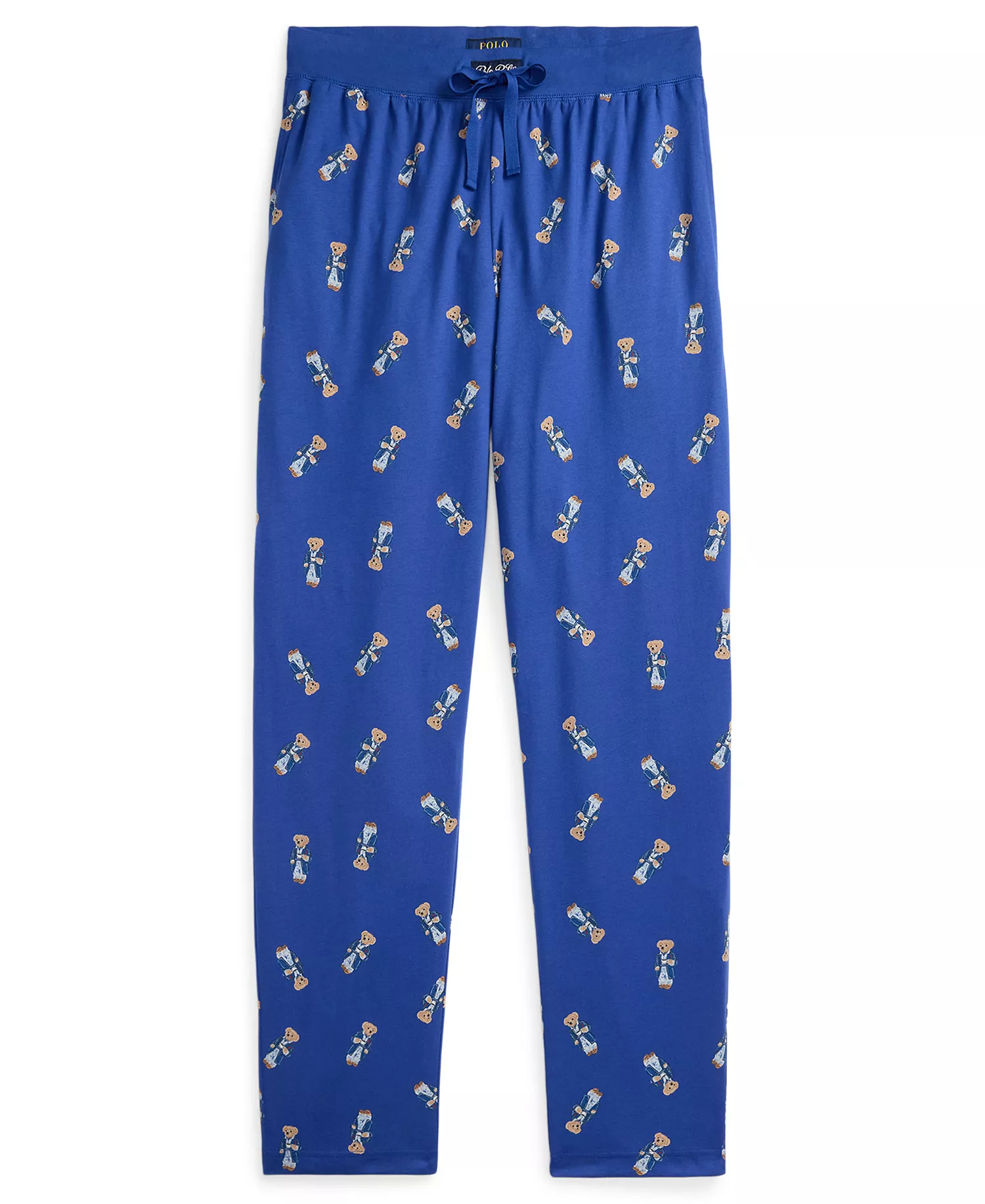 Men's Rib Waistband Knit Bear Pajama Pants - Billard Blue - L