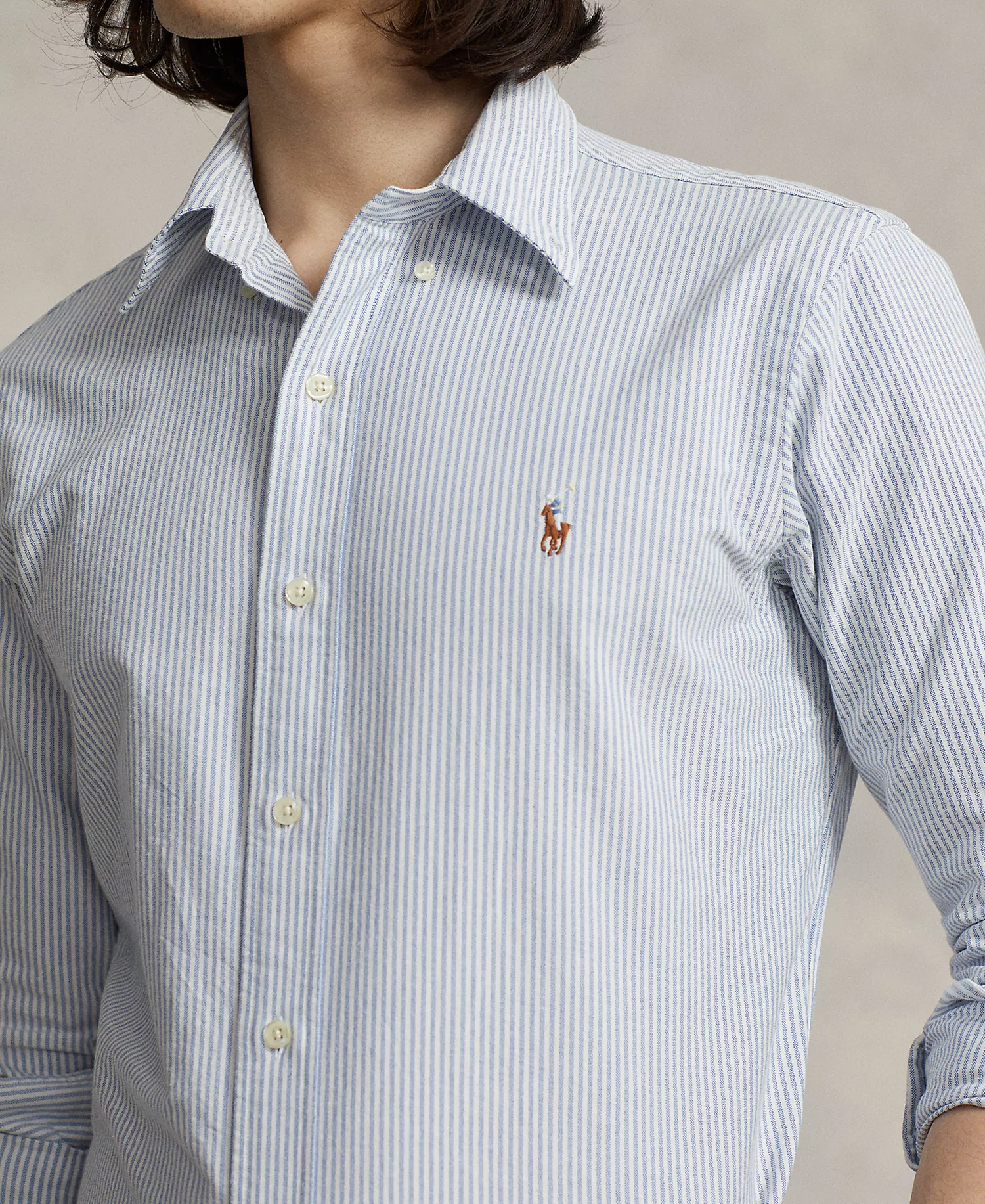 Men's Custom Fit Oxford Shirt - Blu/wht - 2XL
