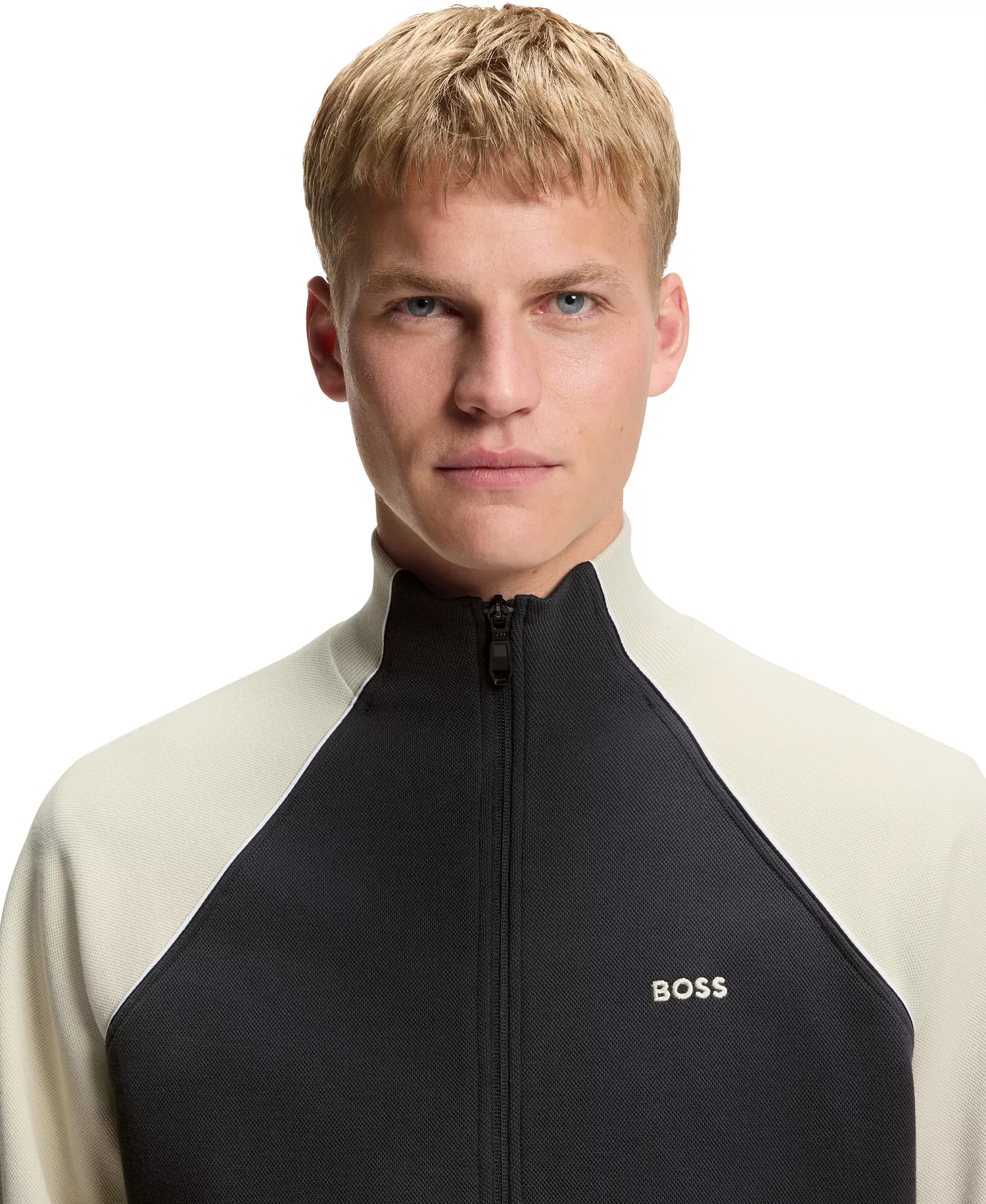 Men's Cotton-Blend Contrast Piping Sweatshirt - Dark Blue - 2XL