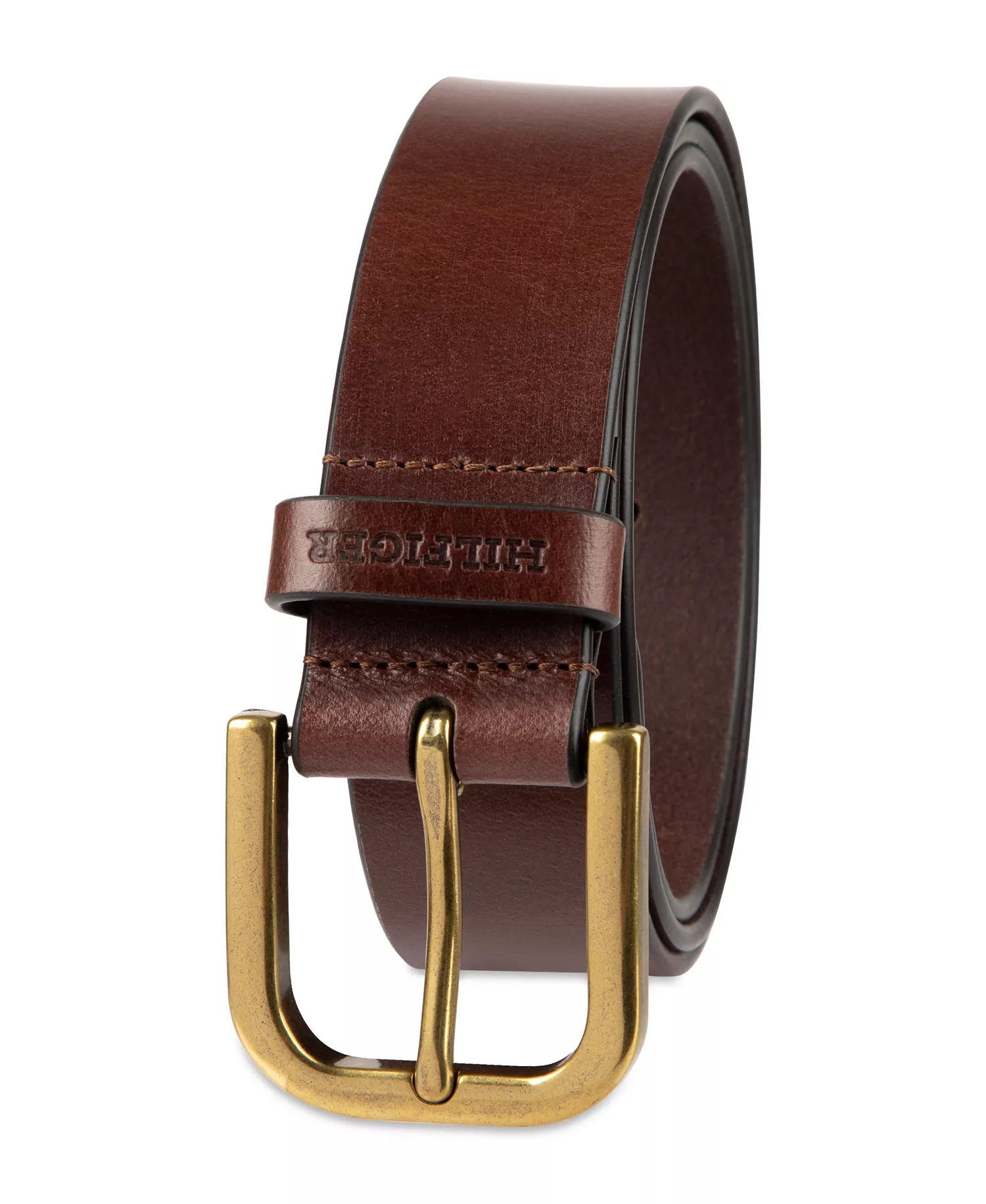 Men's Genuine Leather Raw Edge Casual Jean Belt - Chocolate - L (38-40)