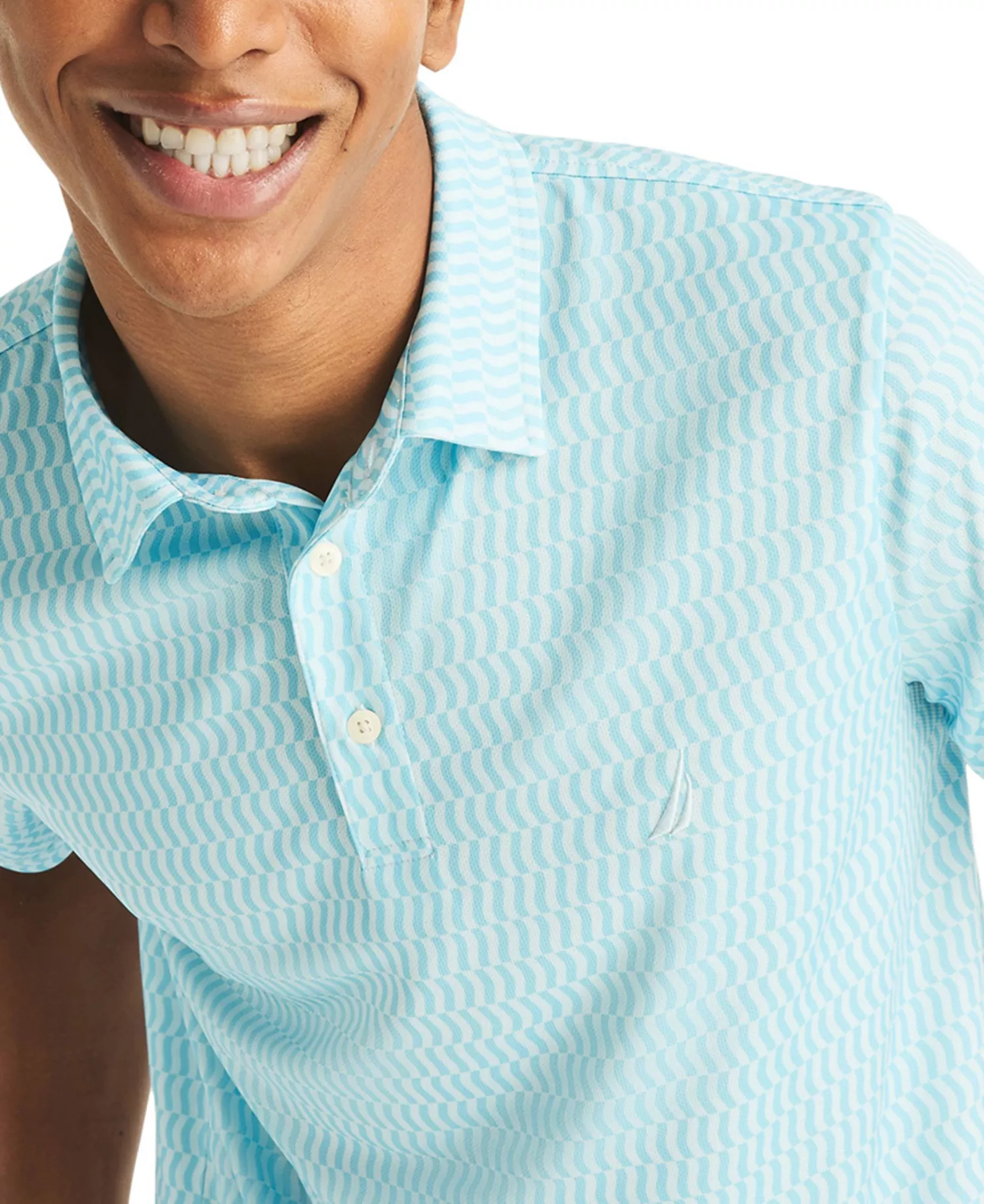 Men's Short-Sleeve Geo Print Golf Polo Shirt - Baby Blue - L