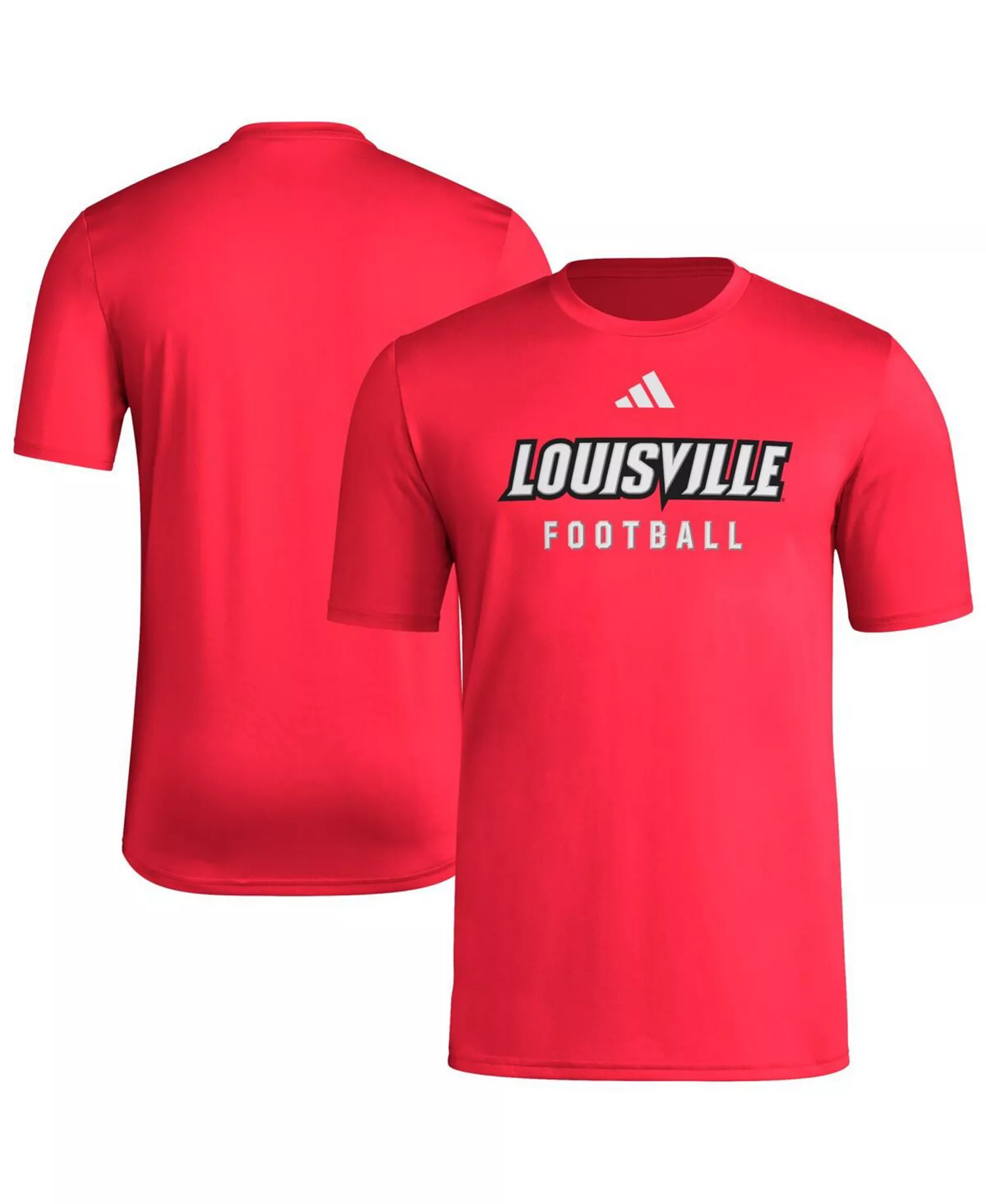 Men's Red Louisville Cardinals Locker Practice Football Pre-Game T-Shirt - Red - L