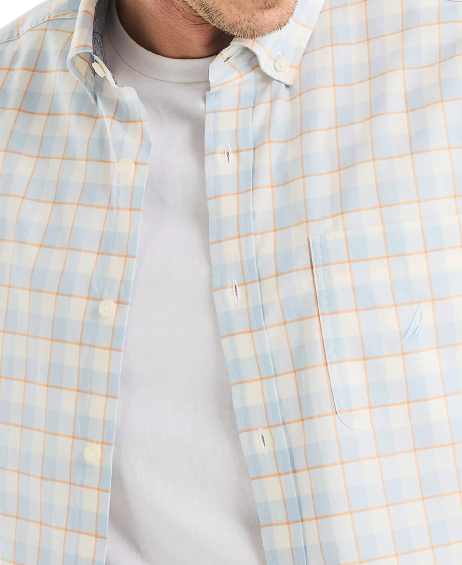 Men's Classic-Fit Stretch Plaid Button-Down Shirt  - Sail White - 2XL
