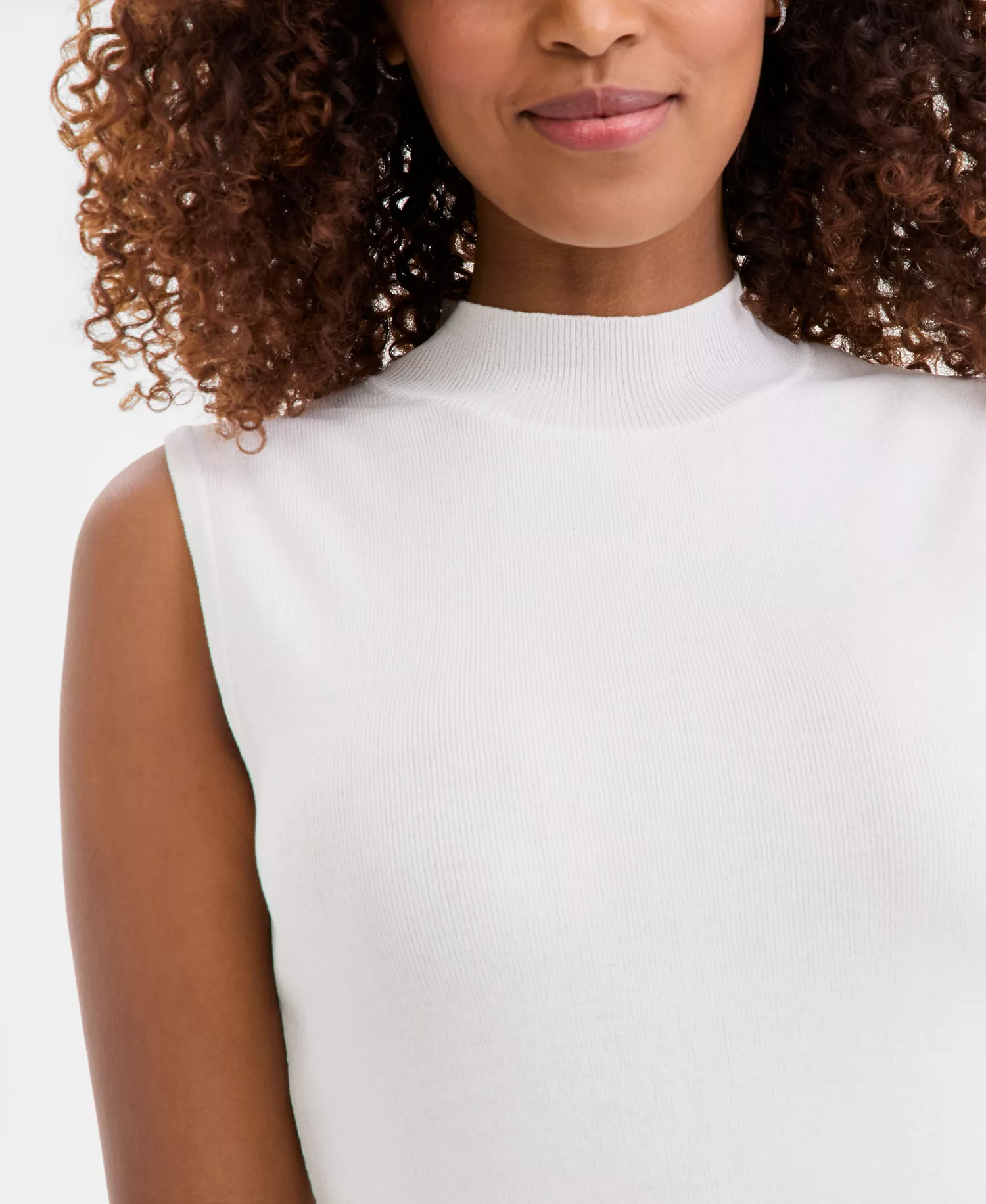 Petite Sleeveless Mock Neck Sweater - Ivory - P/L