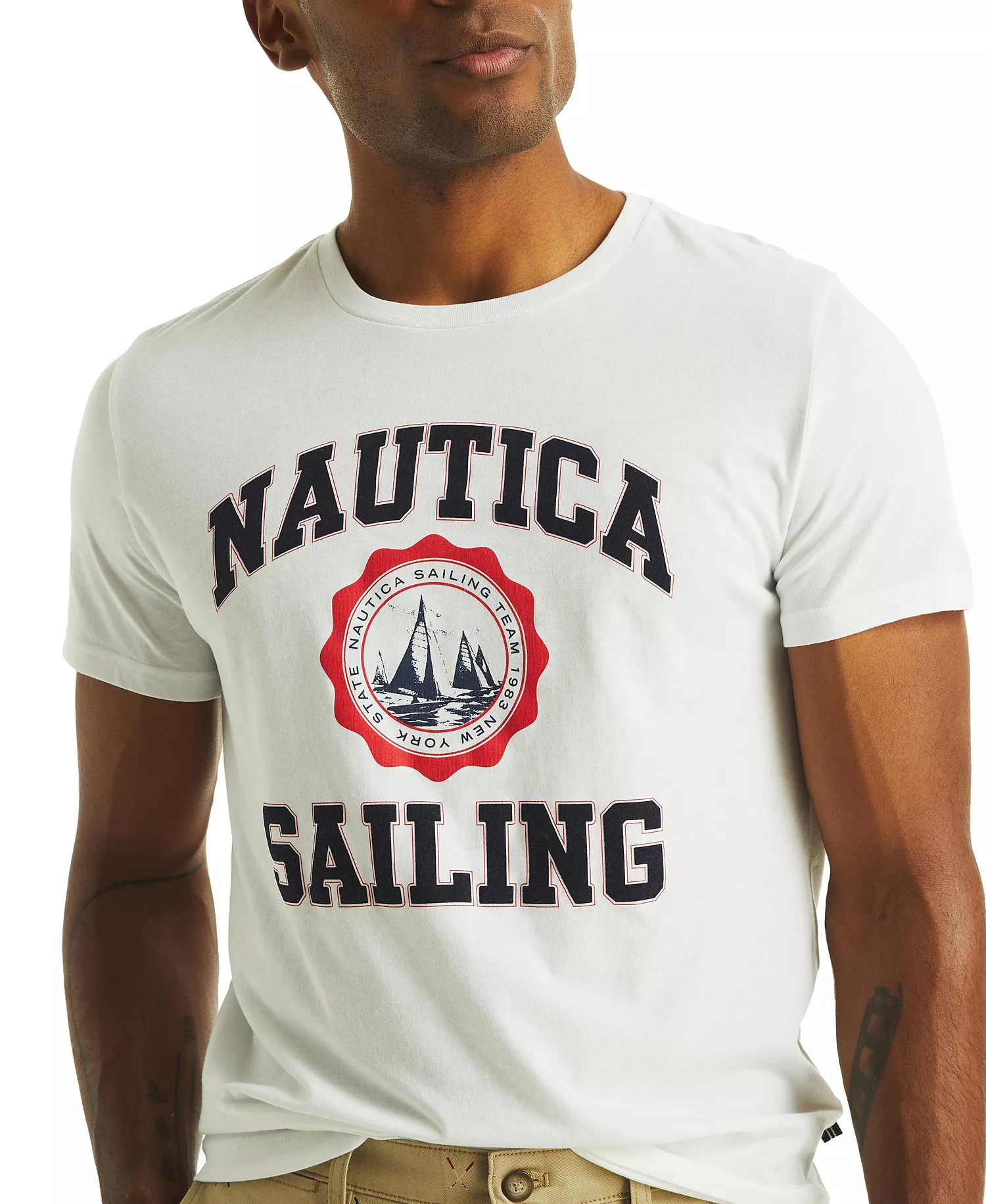 Men's Classic-Fit Sailing Logo Graphic T-Shirt - Bright White - 2XL