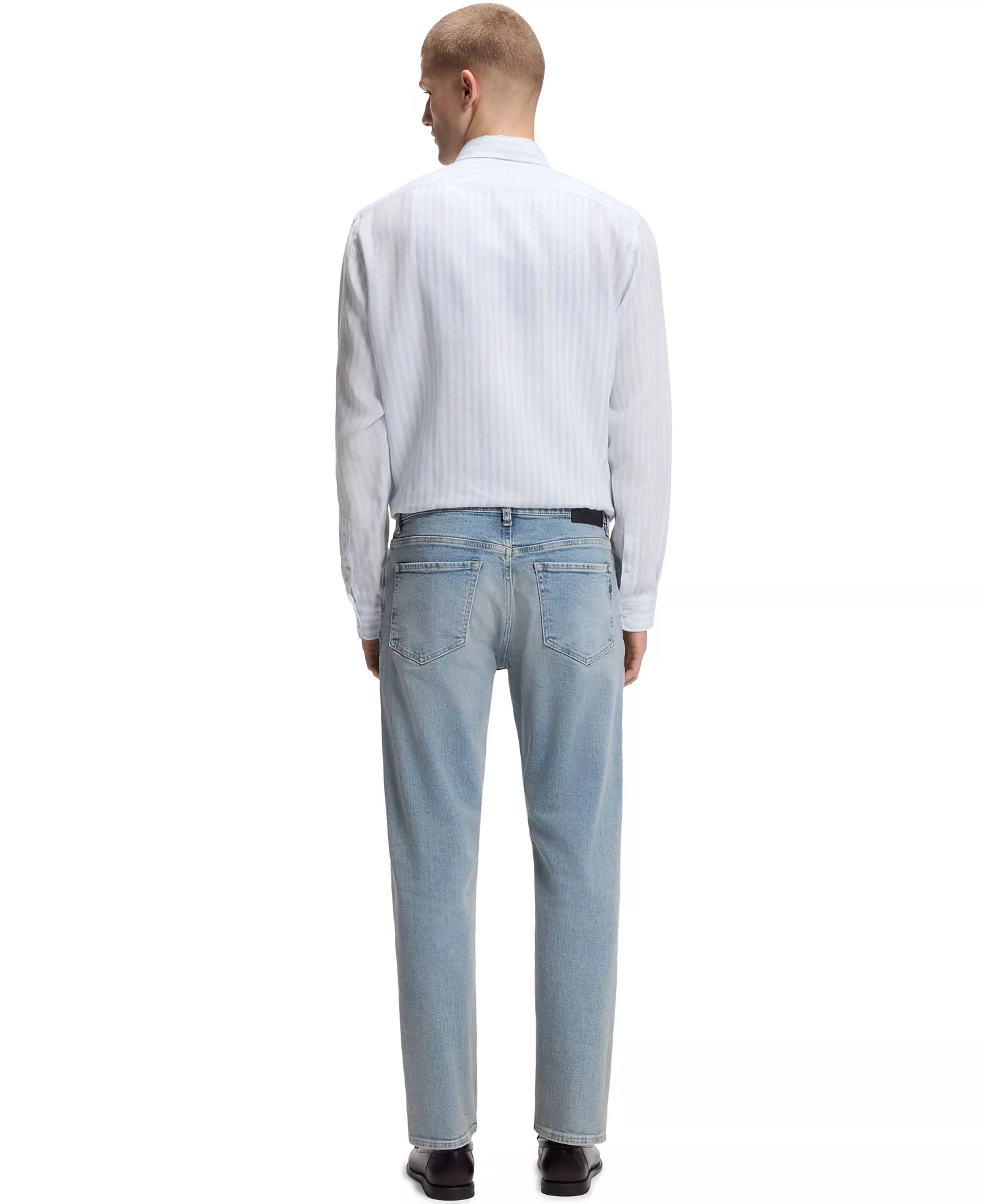 Men's Regular-Fit Striped Linen Dress Shirt - Open Blue - 2XL