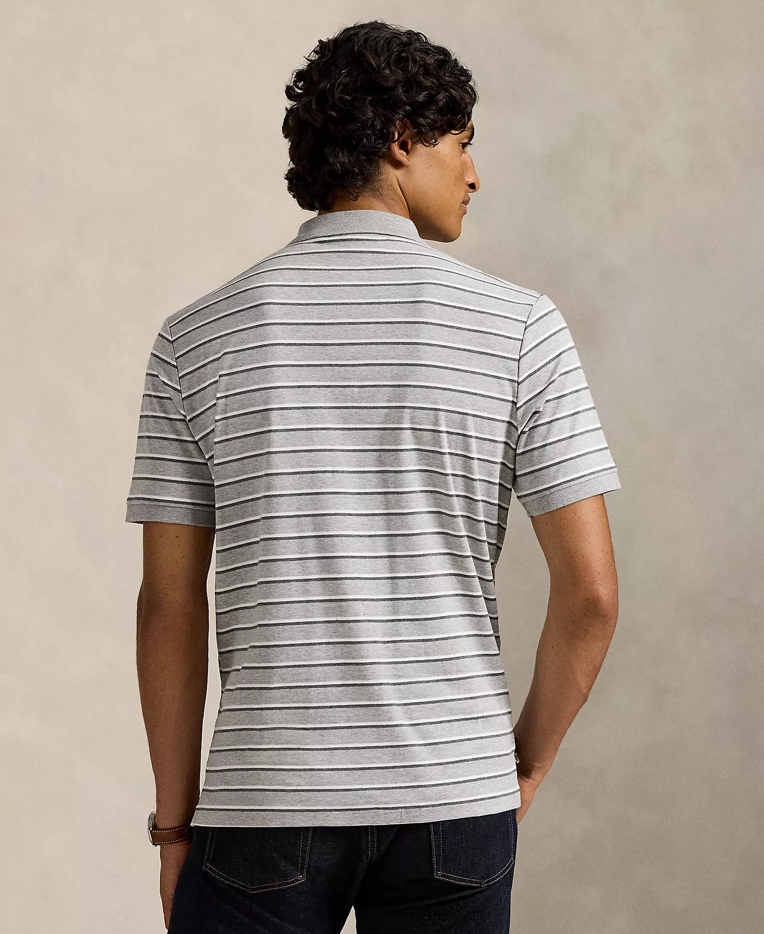 Men's Classic-Fit Striped Soft Cotton Polo - Andover Heather Gray Multi - 2XL