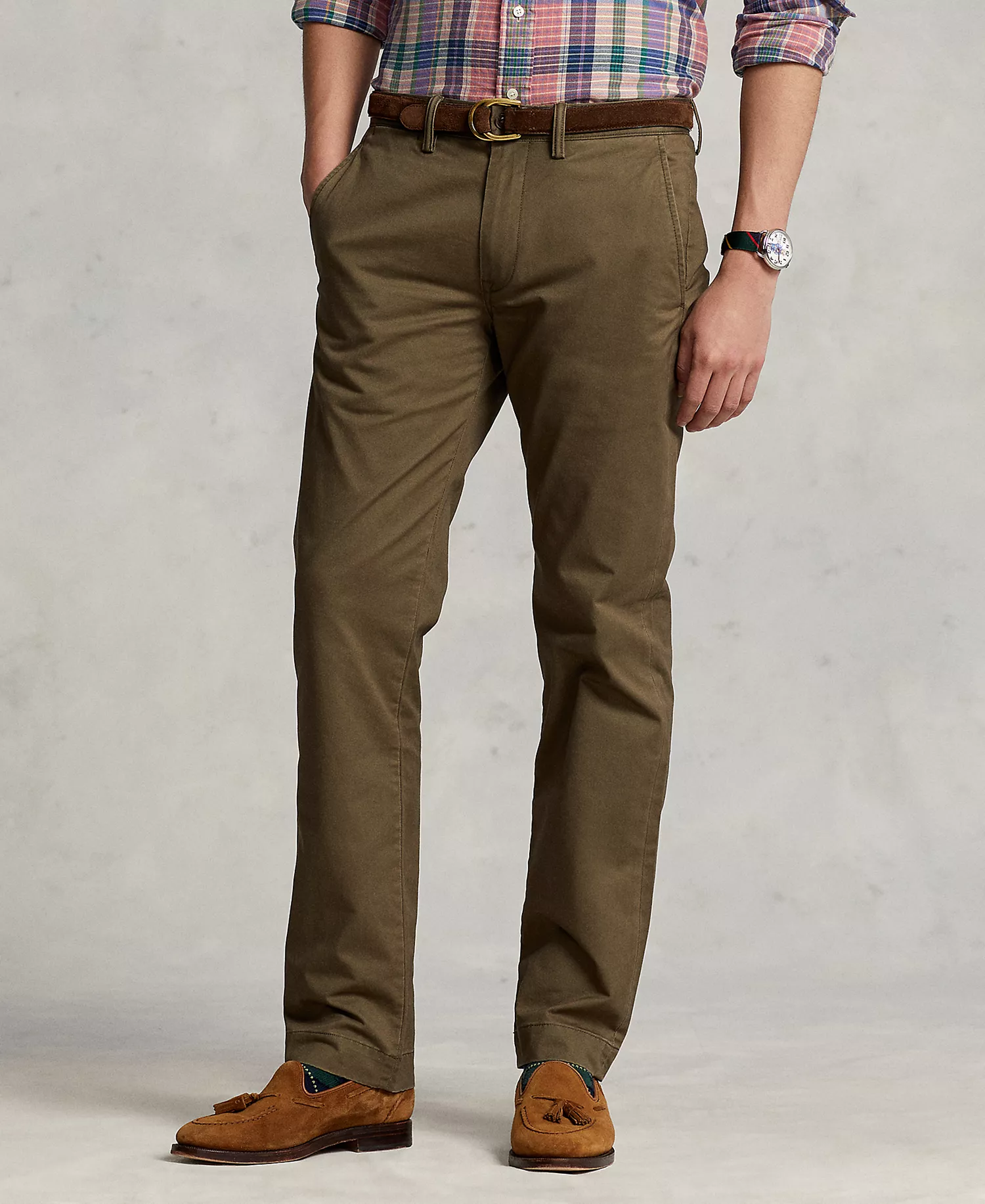 Men's Straight-Fit Washed Stretch Chino Pants - Canopy Olive - 31 - 30