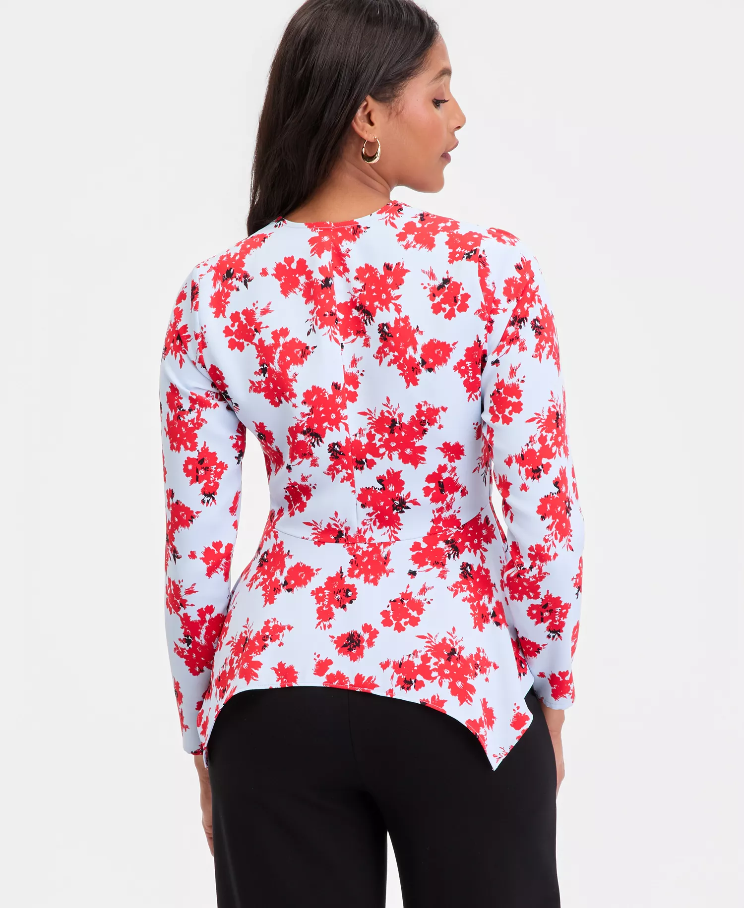 Women's Long-Sleeve Asymmetrical-Hem Top, Macy's Exclusive - Abia Bouquet - L