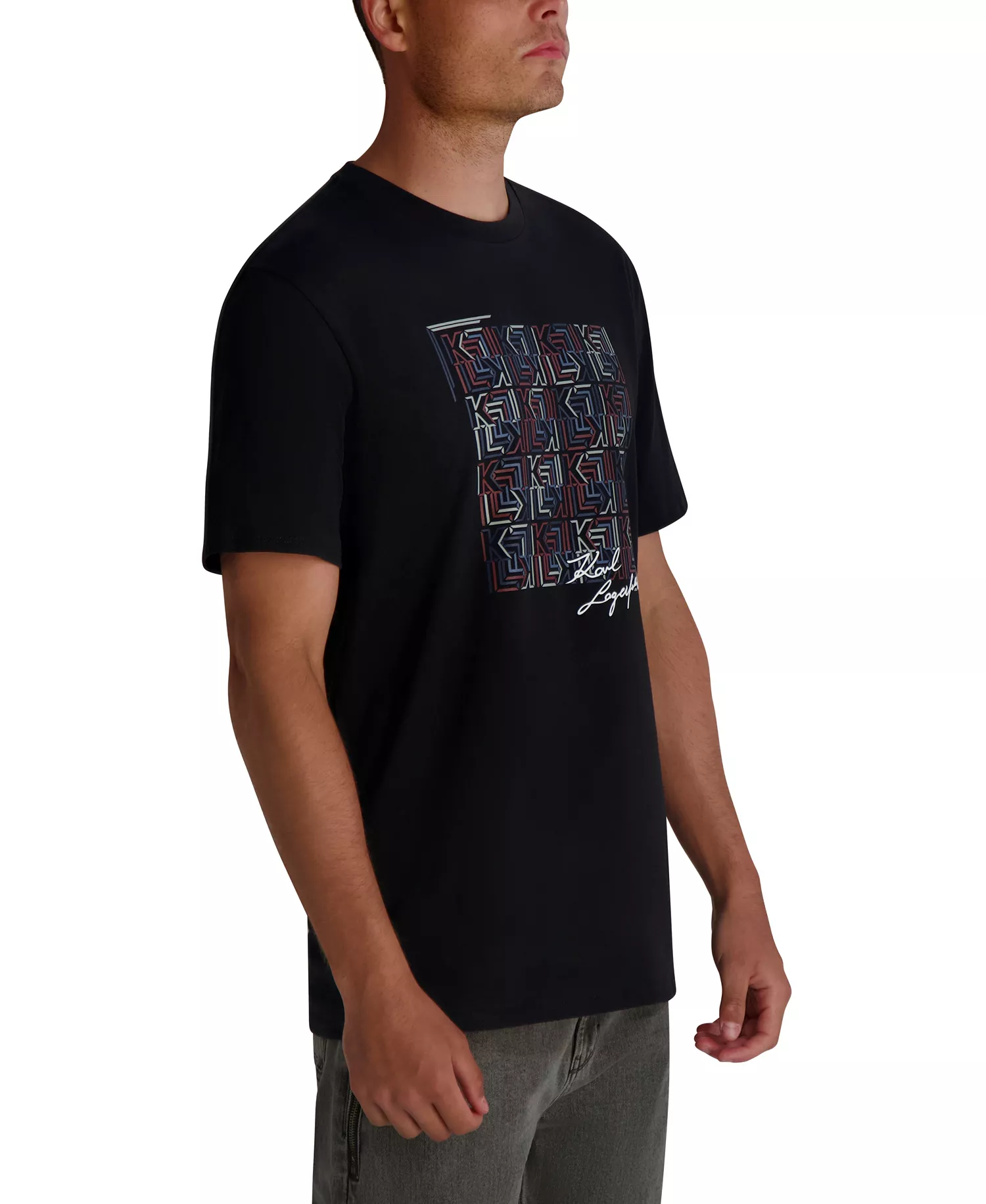 Men's Squared Print T-Shirt - Black - 2XL