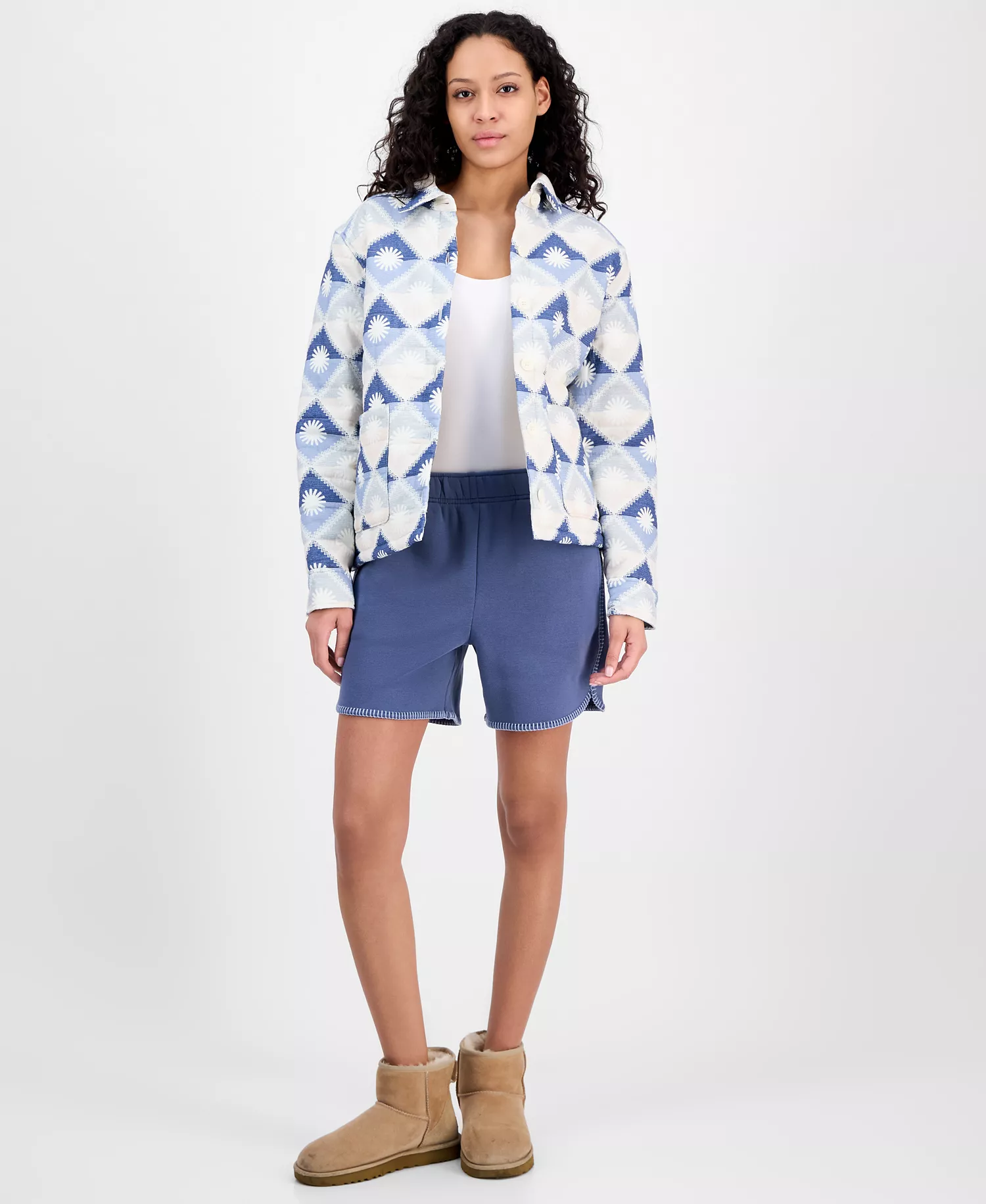 Women's Quilted Sun Shirt Jacket - Desert Blue Multi - L
