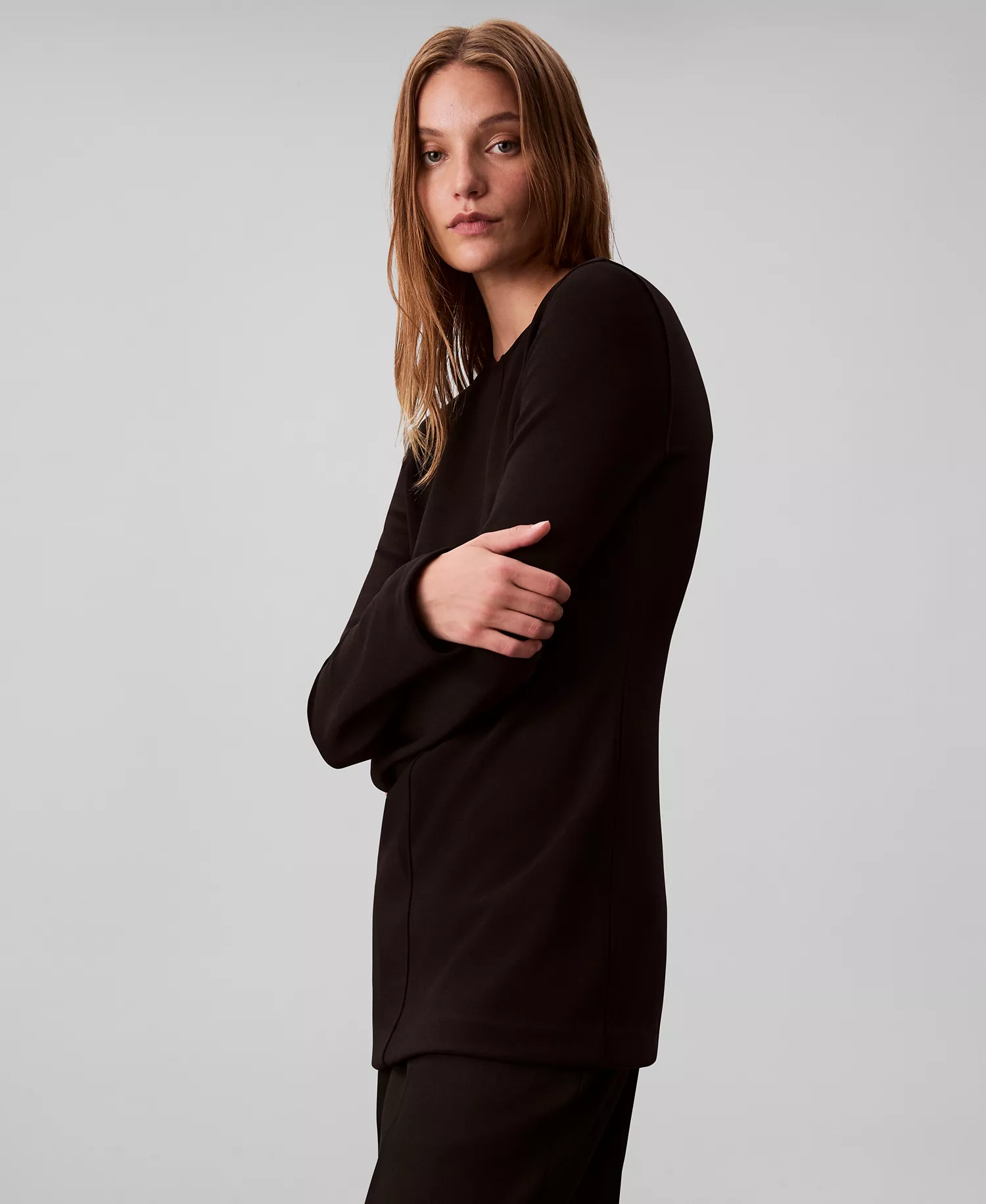 Women's Tailored Long Sleeve Tunic - Black - XS