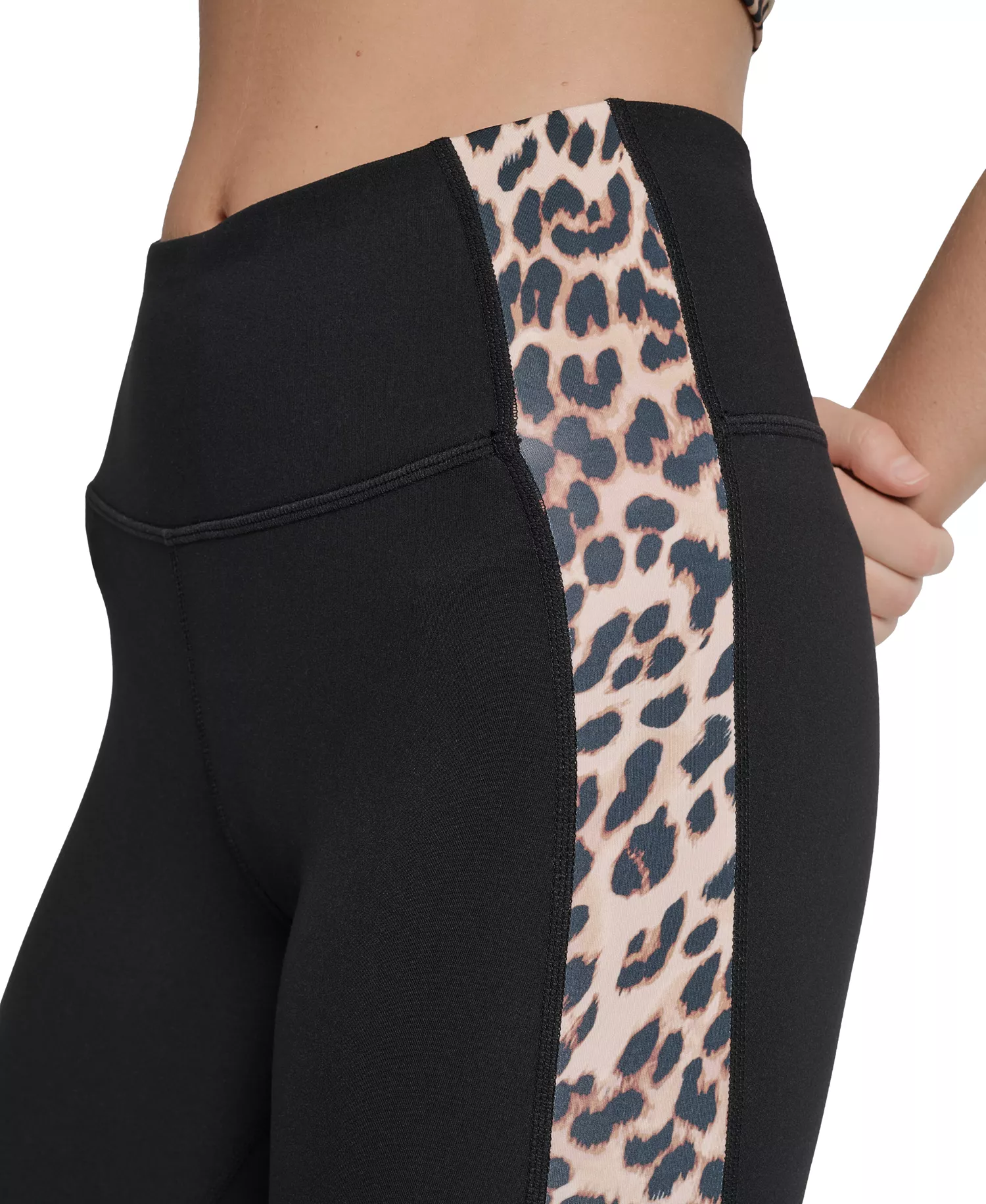 Women's Color-Block Super High-Waist Compression Leggings - Black/Roar Whiskey - XS