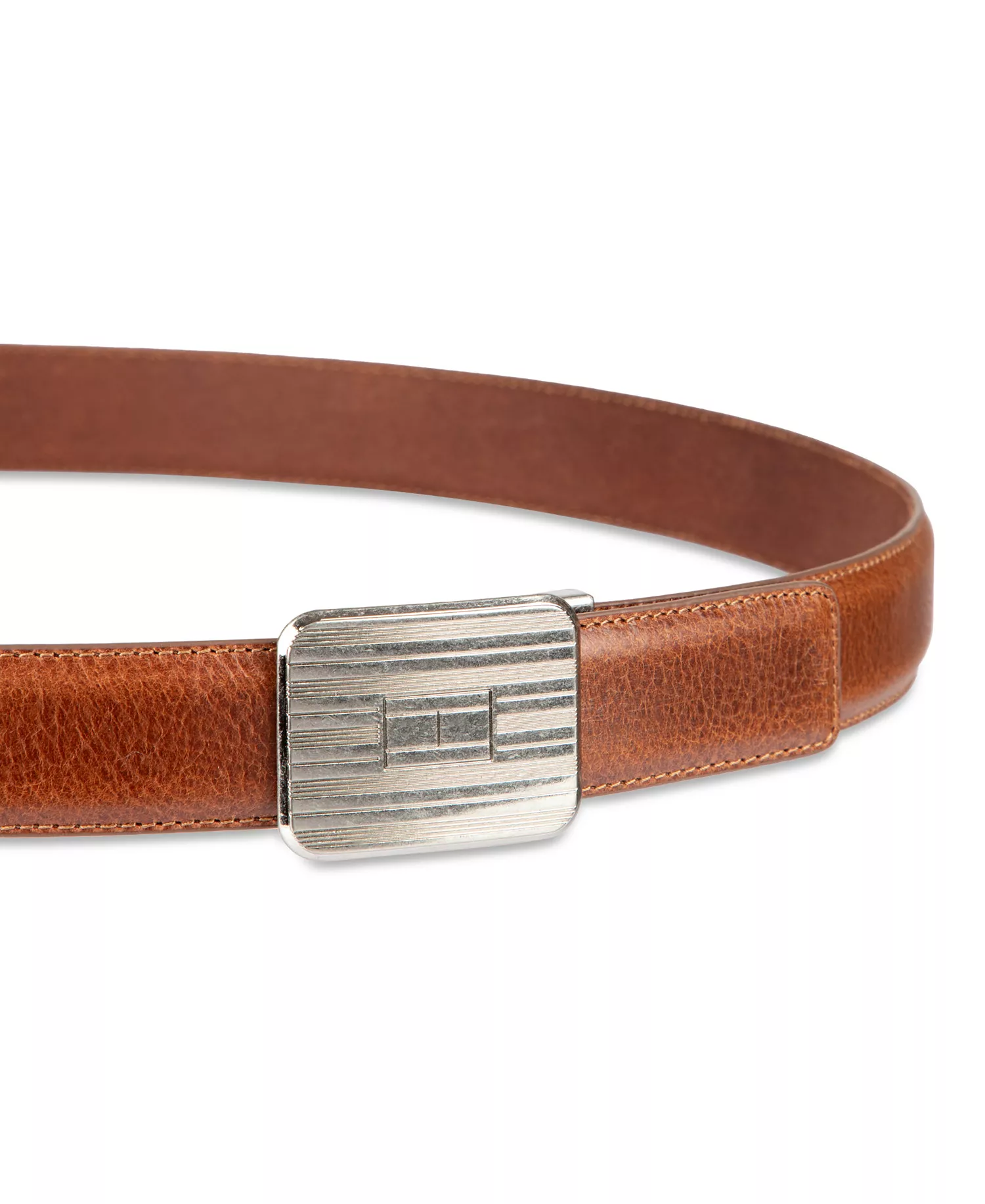 Men's Engine Turned Plaque Buckle Belt - Tan - L (38-40)