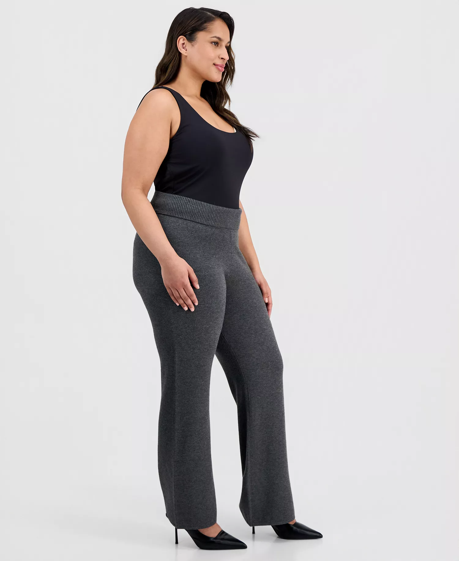 Trendy Plus Size Pull-On Flare-Leg Pants, Macy's Exclusive  - City Grey - 1X