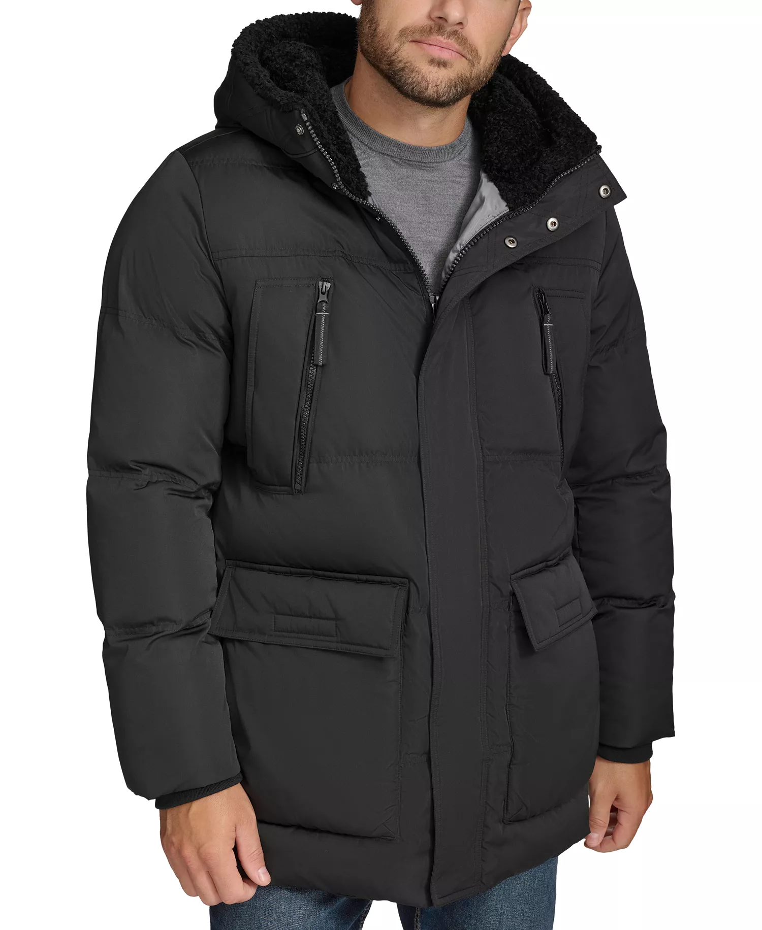 Men's Mackay Faux-Fur Parka Jacket - Black - L