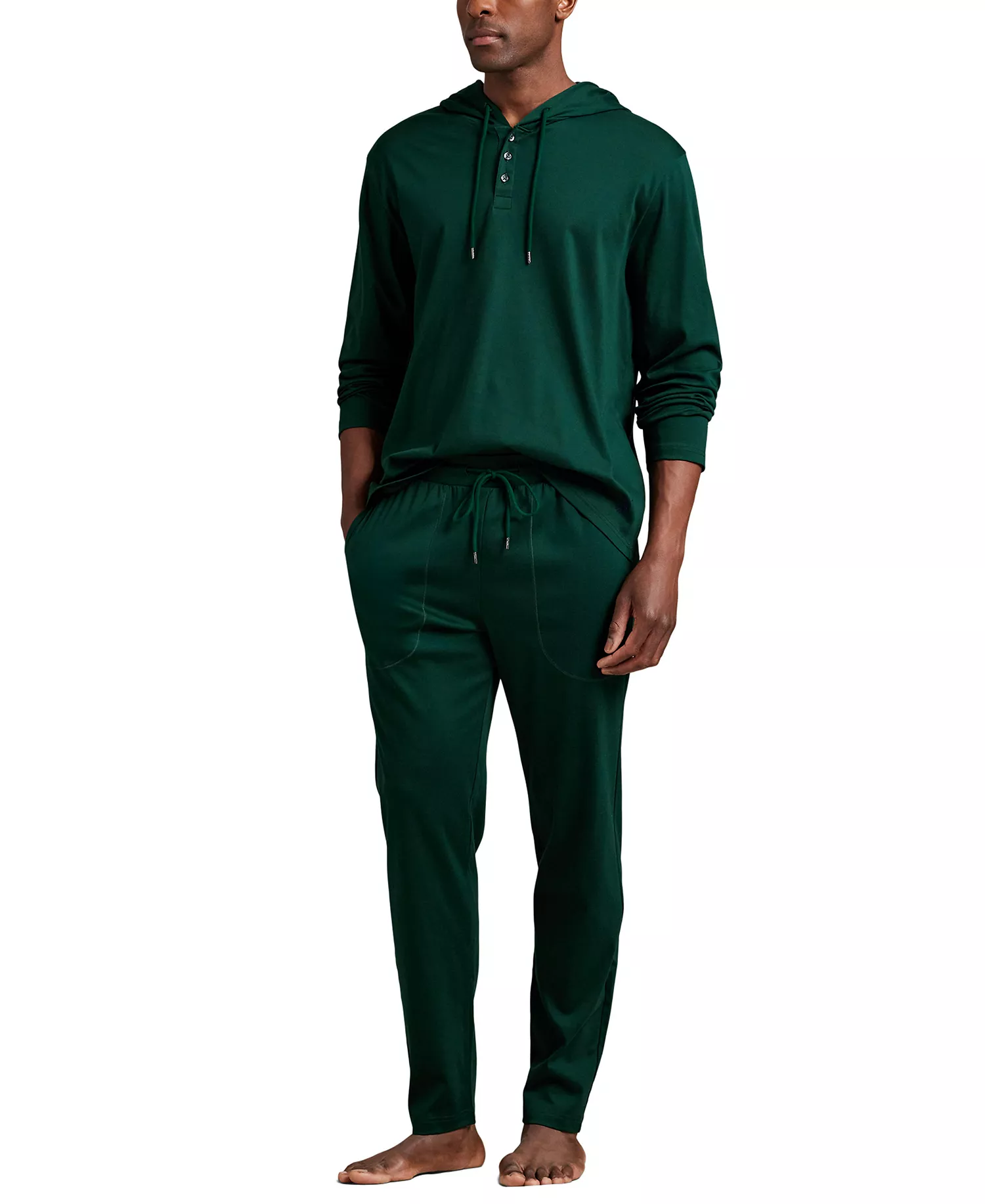 Men's Long Sleeves Hoodie - Moss Agate - L