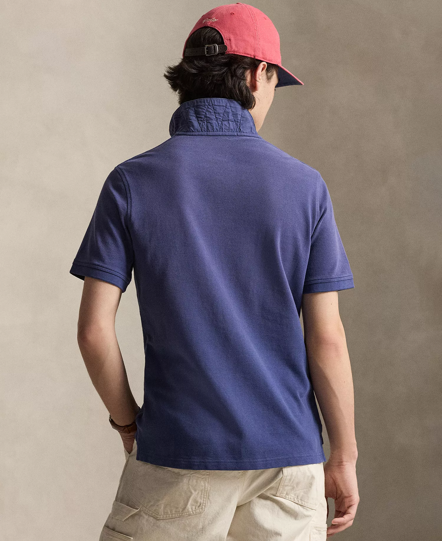 Men's Short-Sleeve Ribbed Collar Polo Shirt - Light Navy - 2XL