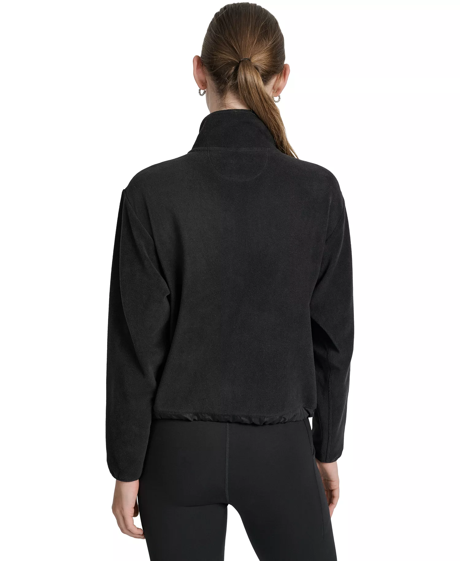 Women's Zippered Fleece Jacket - Black - L