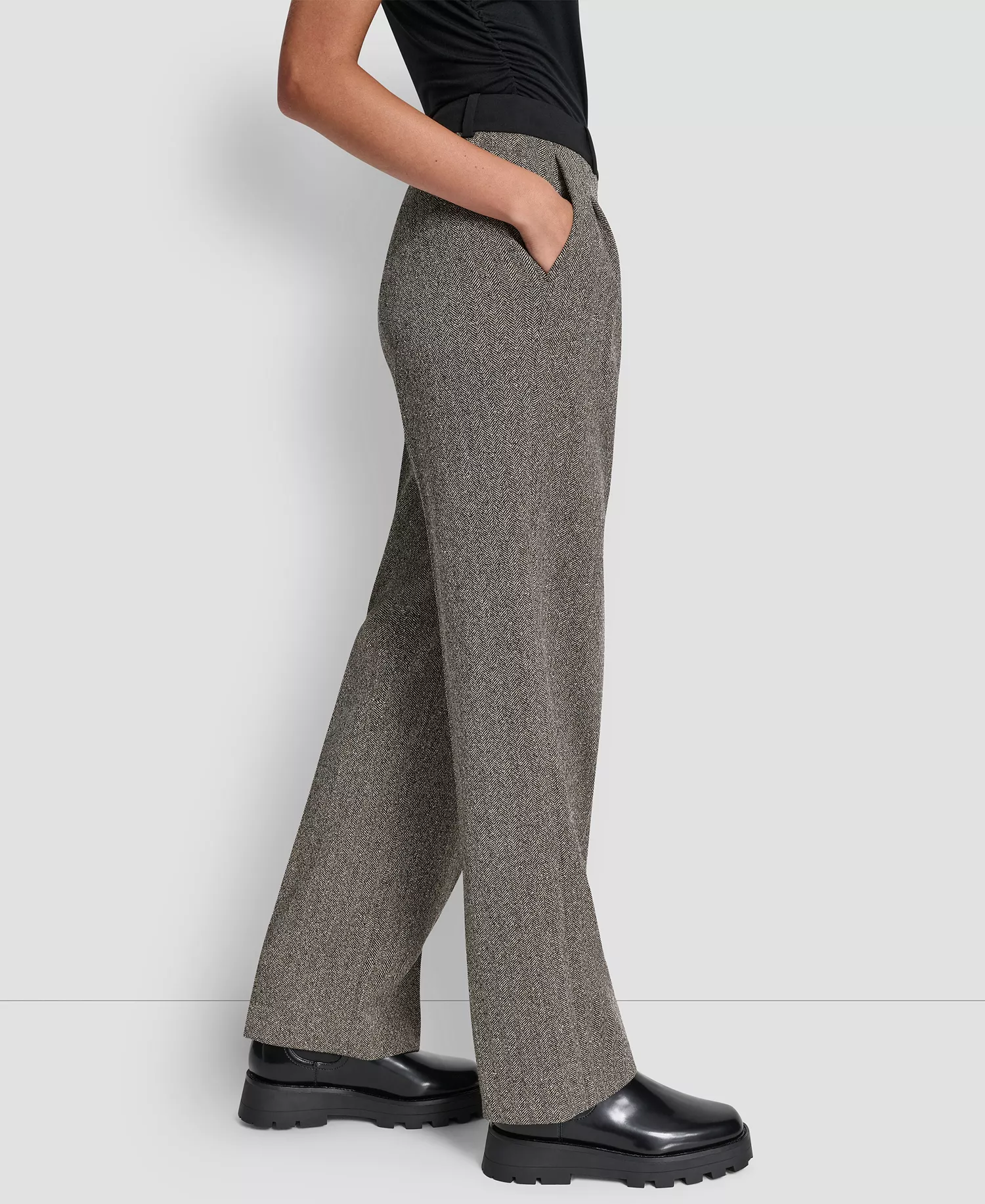 Petite Double Pleat Trousers - Black / Travertine - 2P