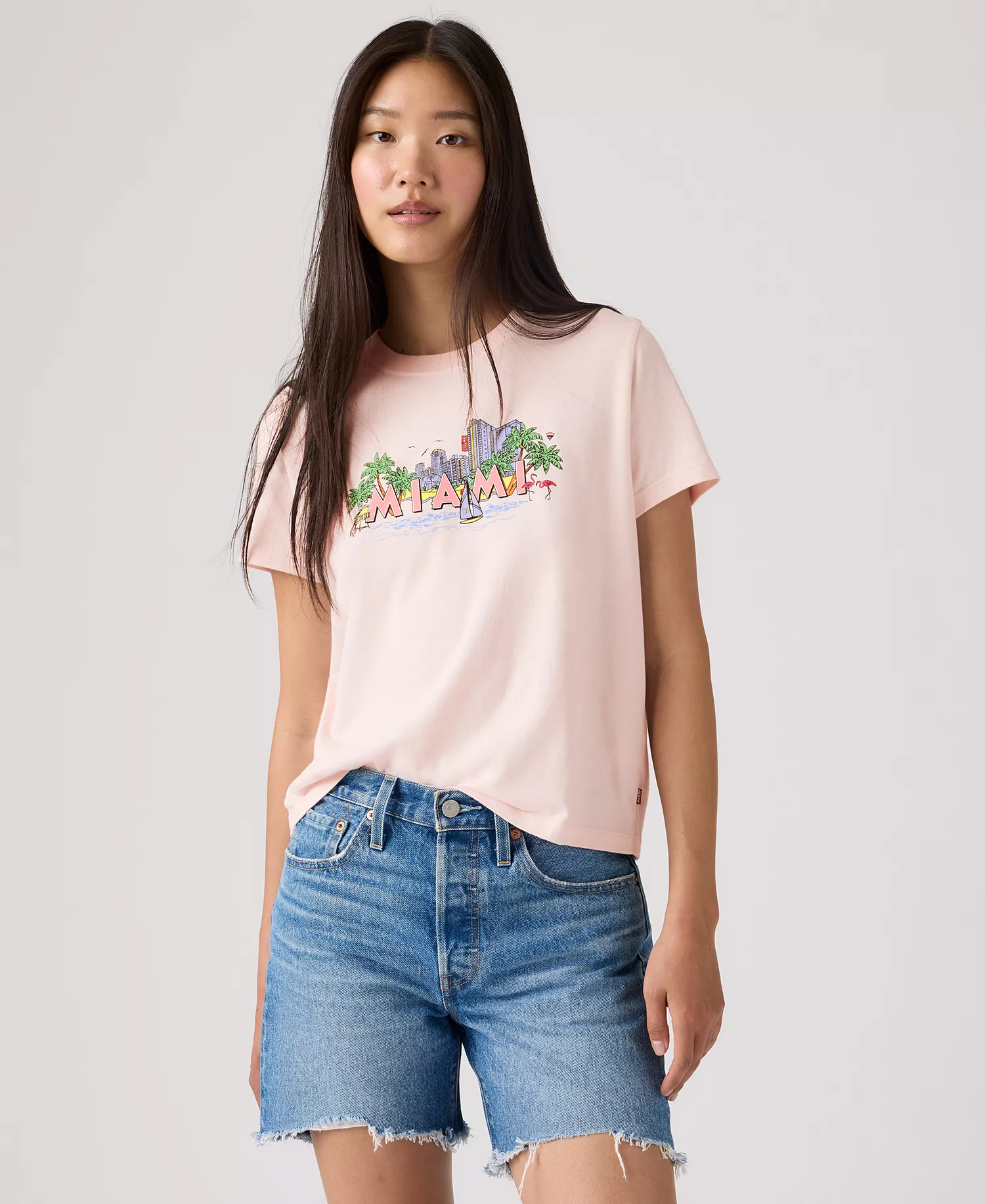 Premium Women's Graphic Print Short-Sleeve T-Shirt - Miami Crystal Pink - L