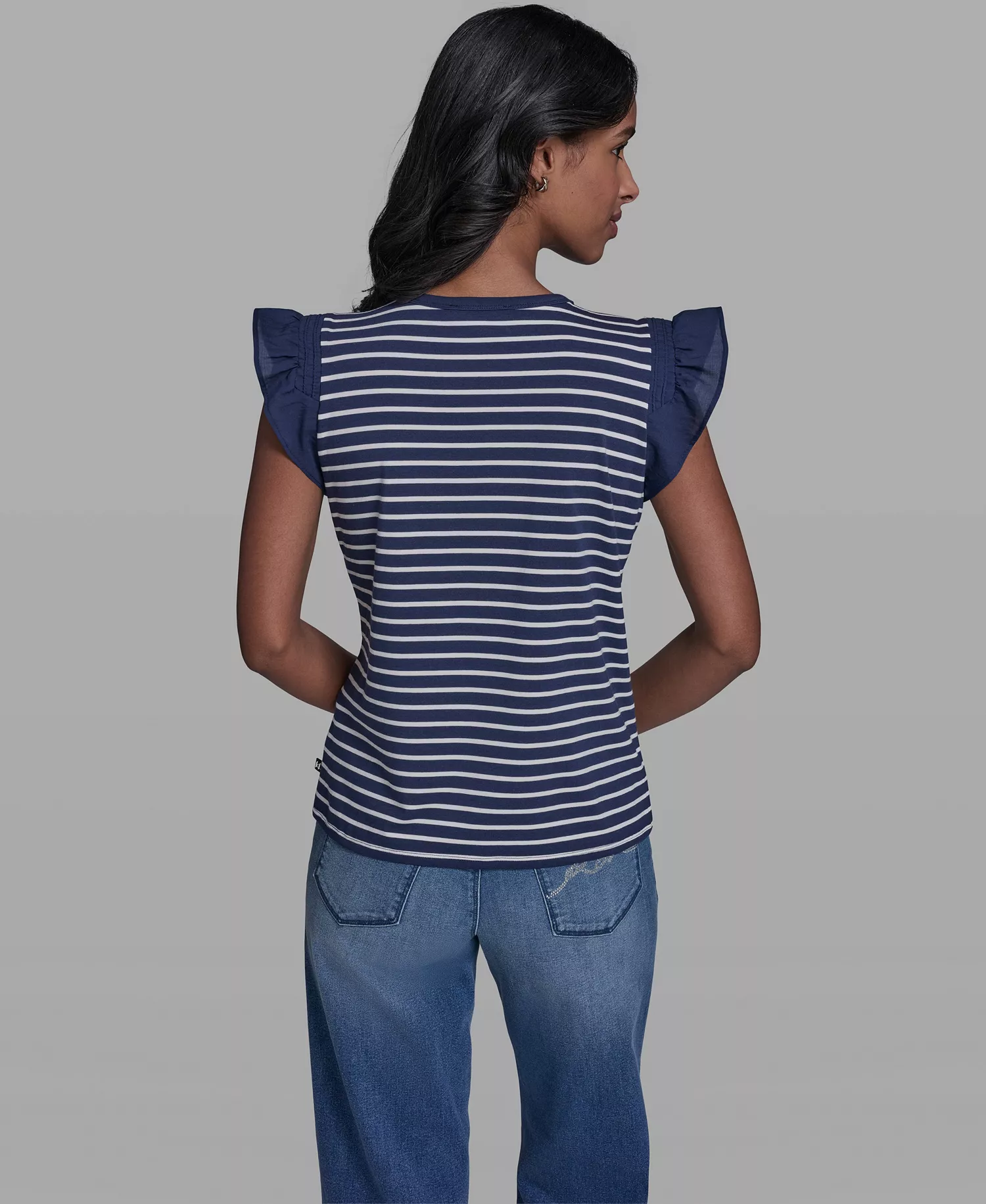 Women's Sleeveless Crewneck Knitted Top - Navel Academy/soft White - L