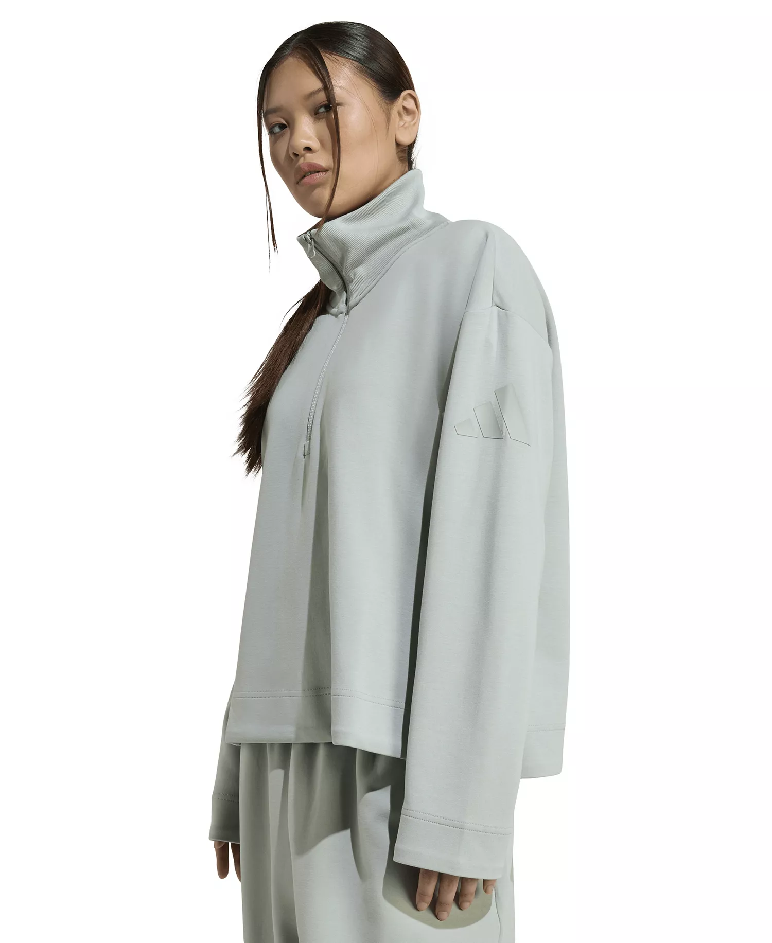 Women's Lux Quarter-Zip Sweatshirt - Wonder Sage - 2XL