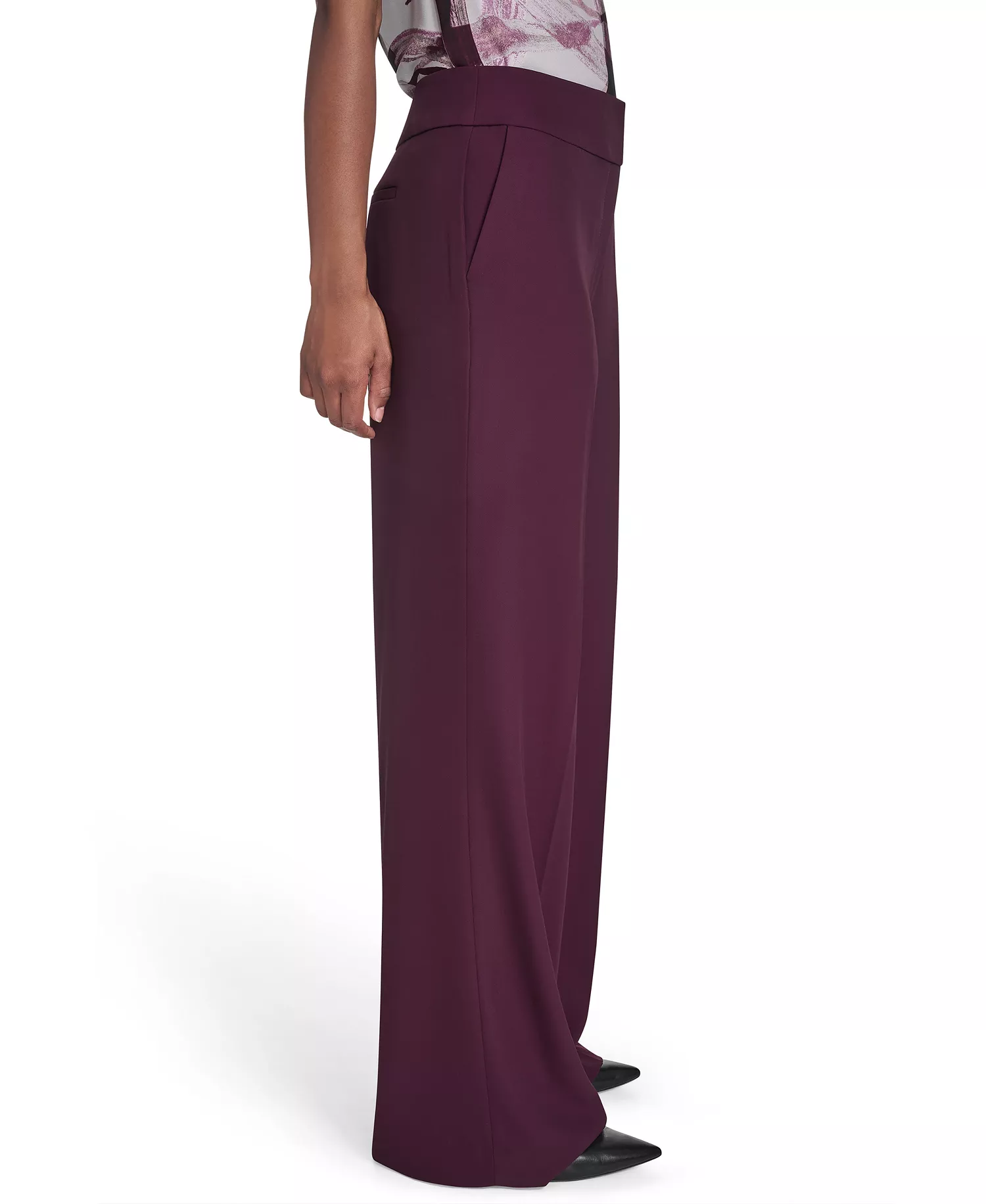Women's Wide Leg Pants - Aubergine - 2