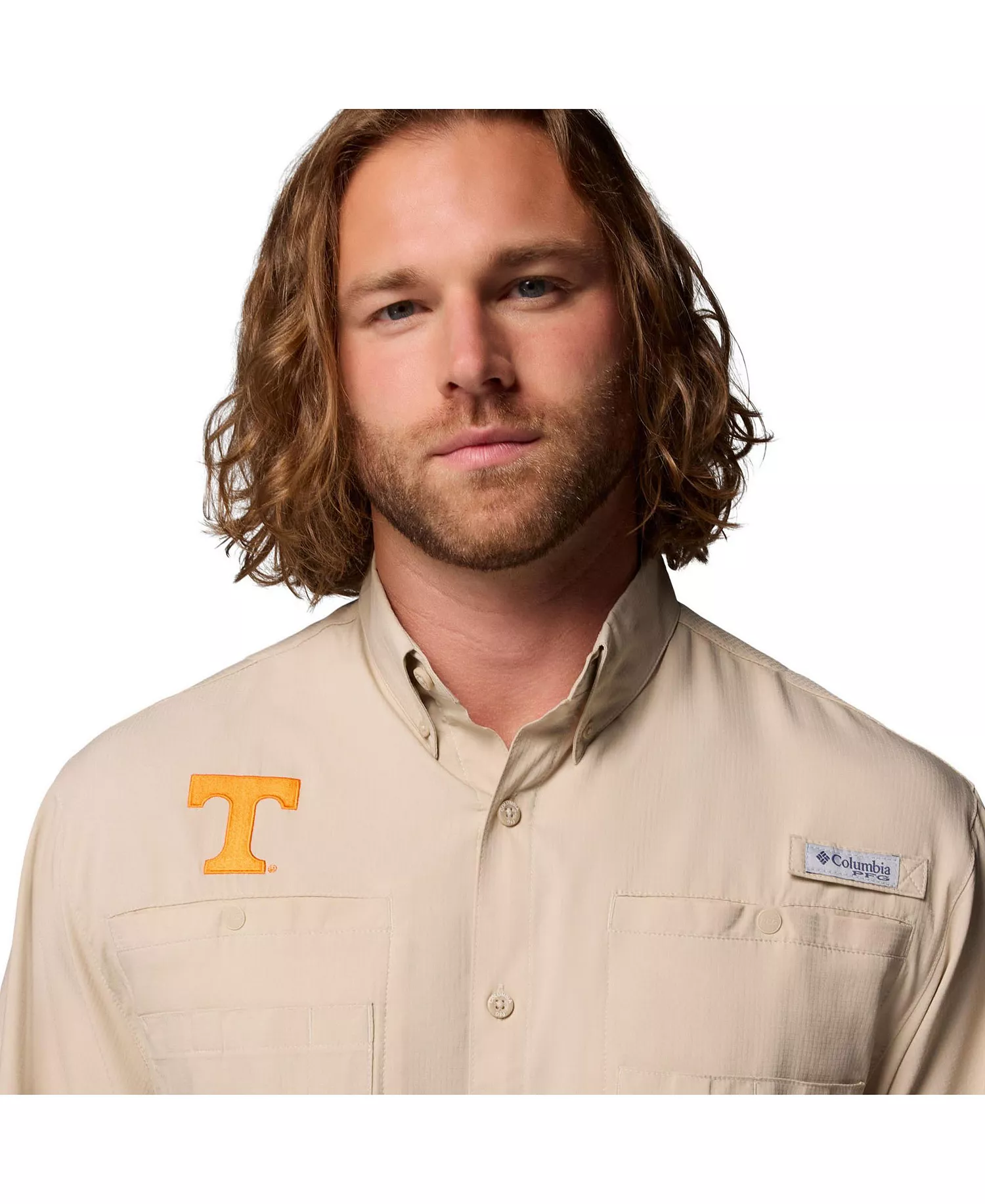 Men's Tan Tennessee Volunteers Tamiami Omni-Shade Button-Down Shirt - Tan - L