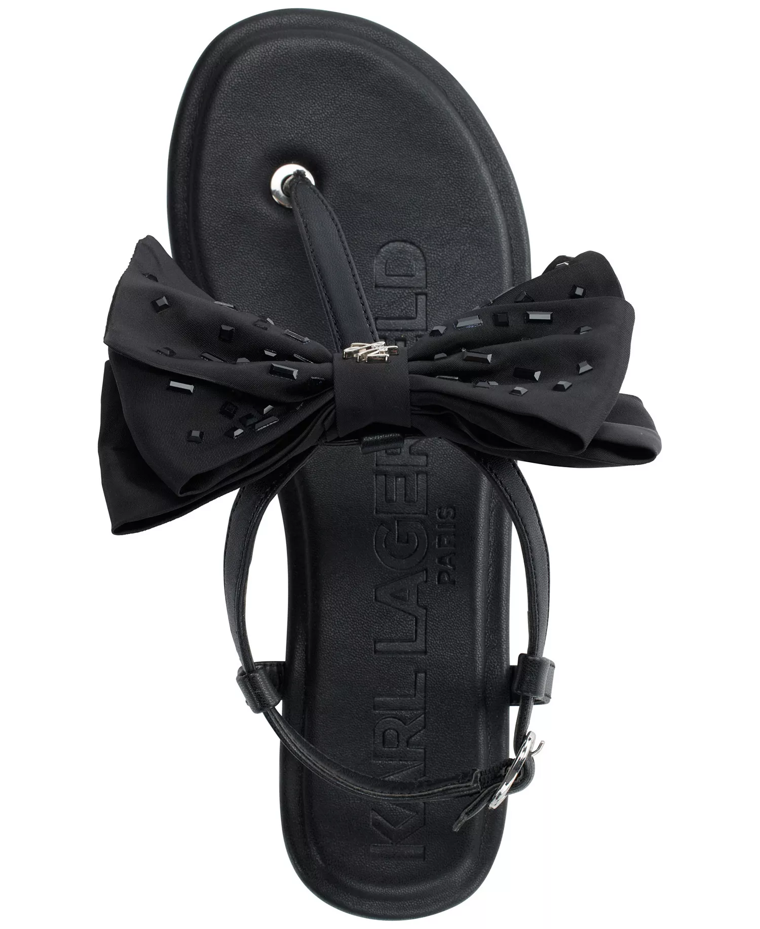 Women's Cristi Bow Flat Sandals - Black - 10M