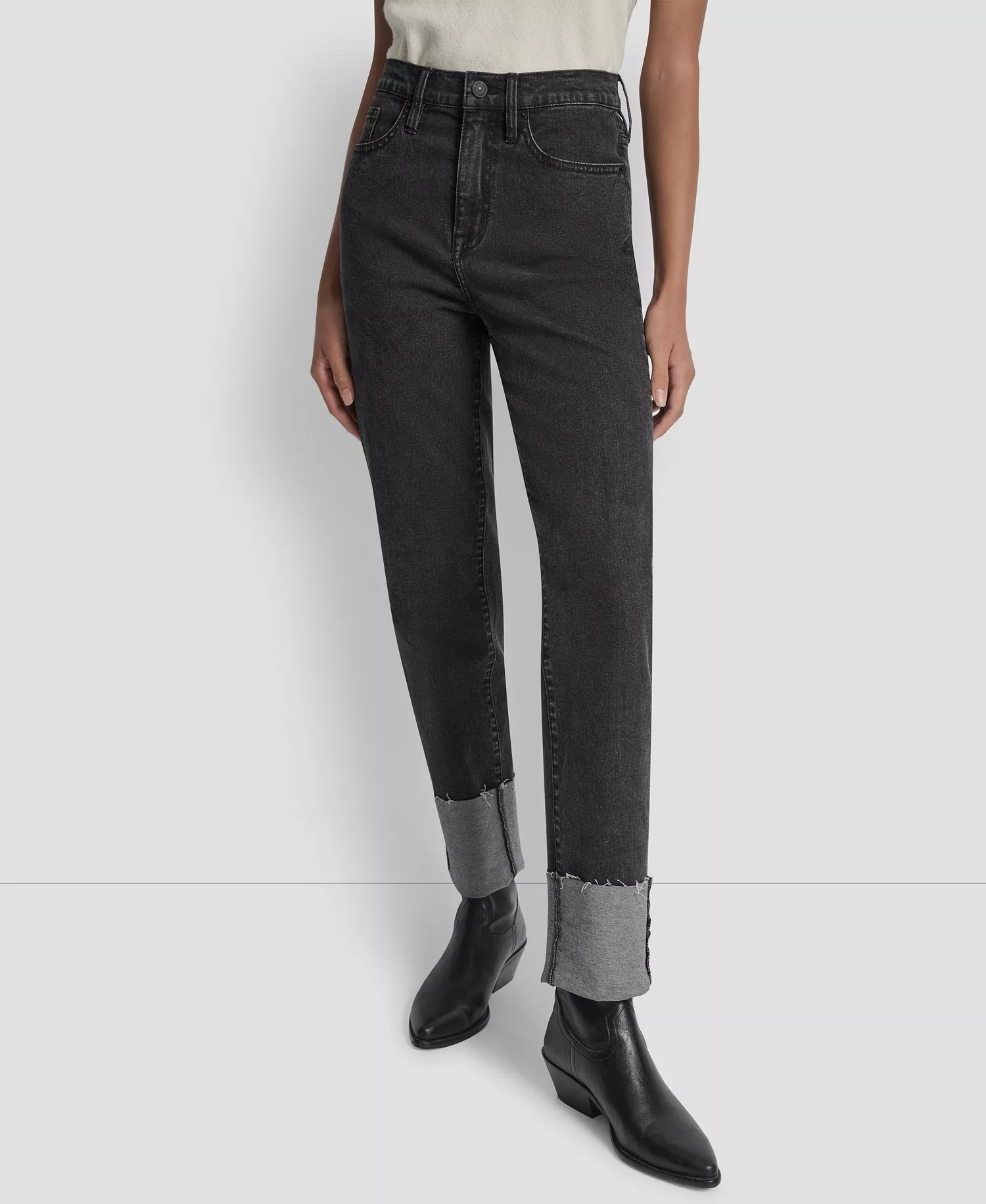 Women's High-Rise Classic Cuffed Straight-Leg Jeans - Anchor - 24