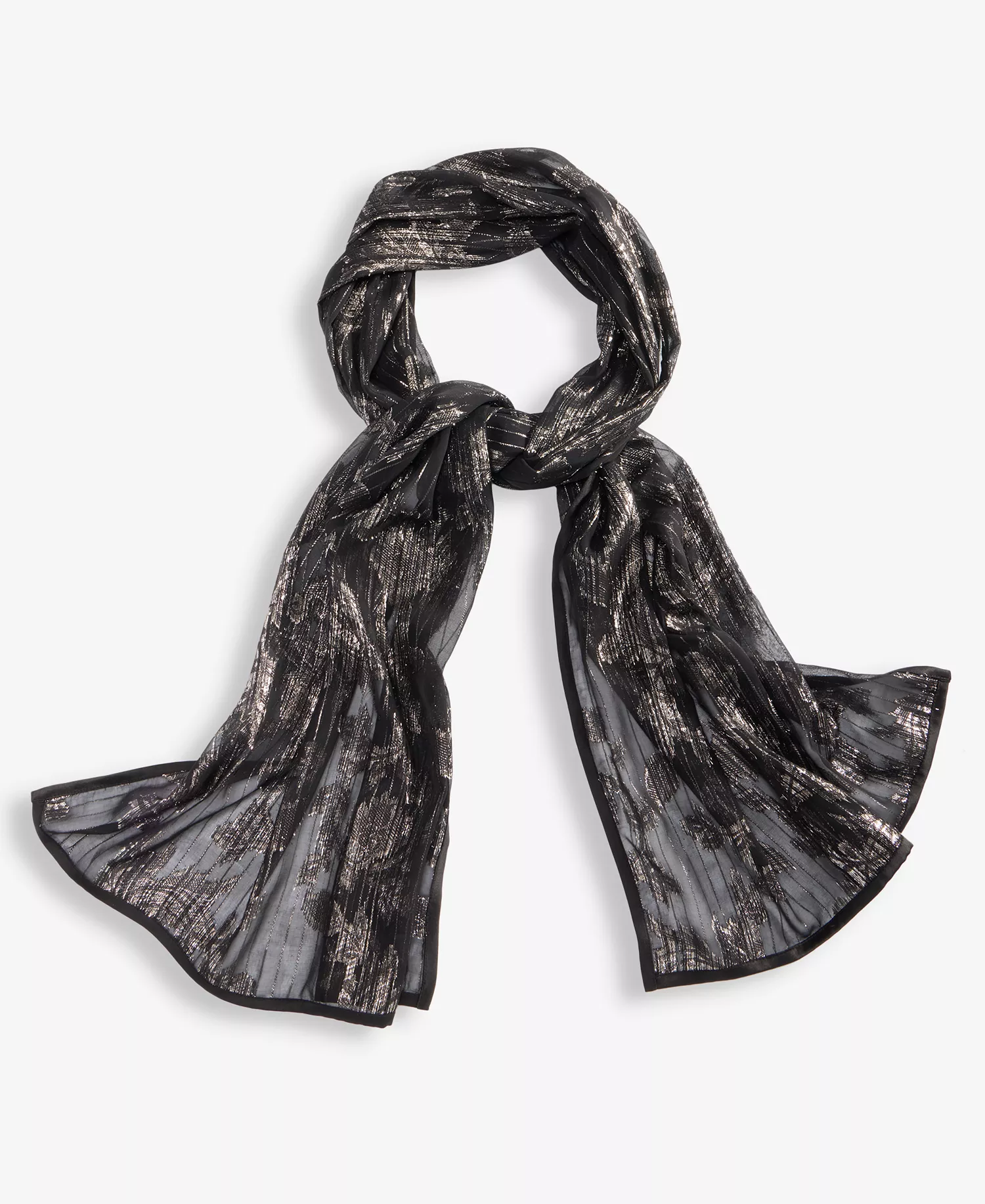 Floral Tinsel Jacquard Evening Wrap, Macy's Exclusive - Black - ONE SIZE