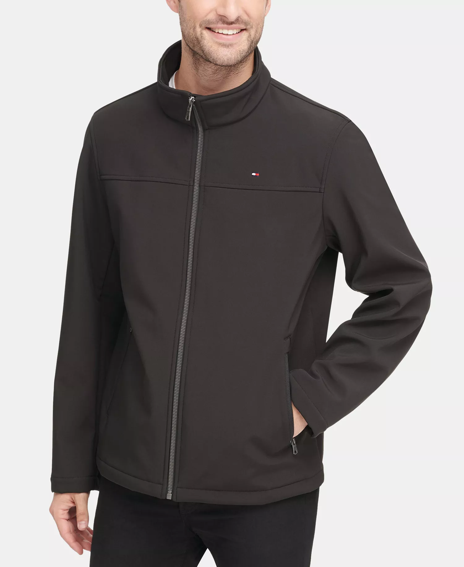 Men's Soft-Shell Classic Zip-Front Jacket - Black - 2XL