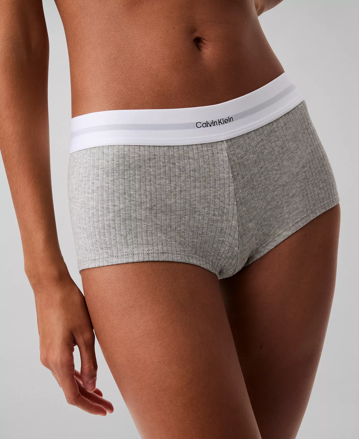 Women's Ribbed Boyshort Underwear QF8024 - Grey Heather - XL