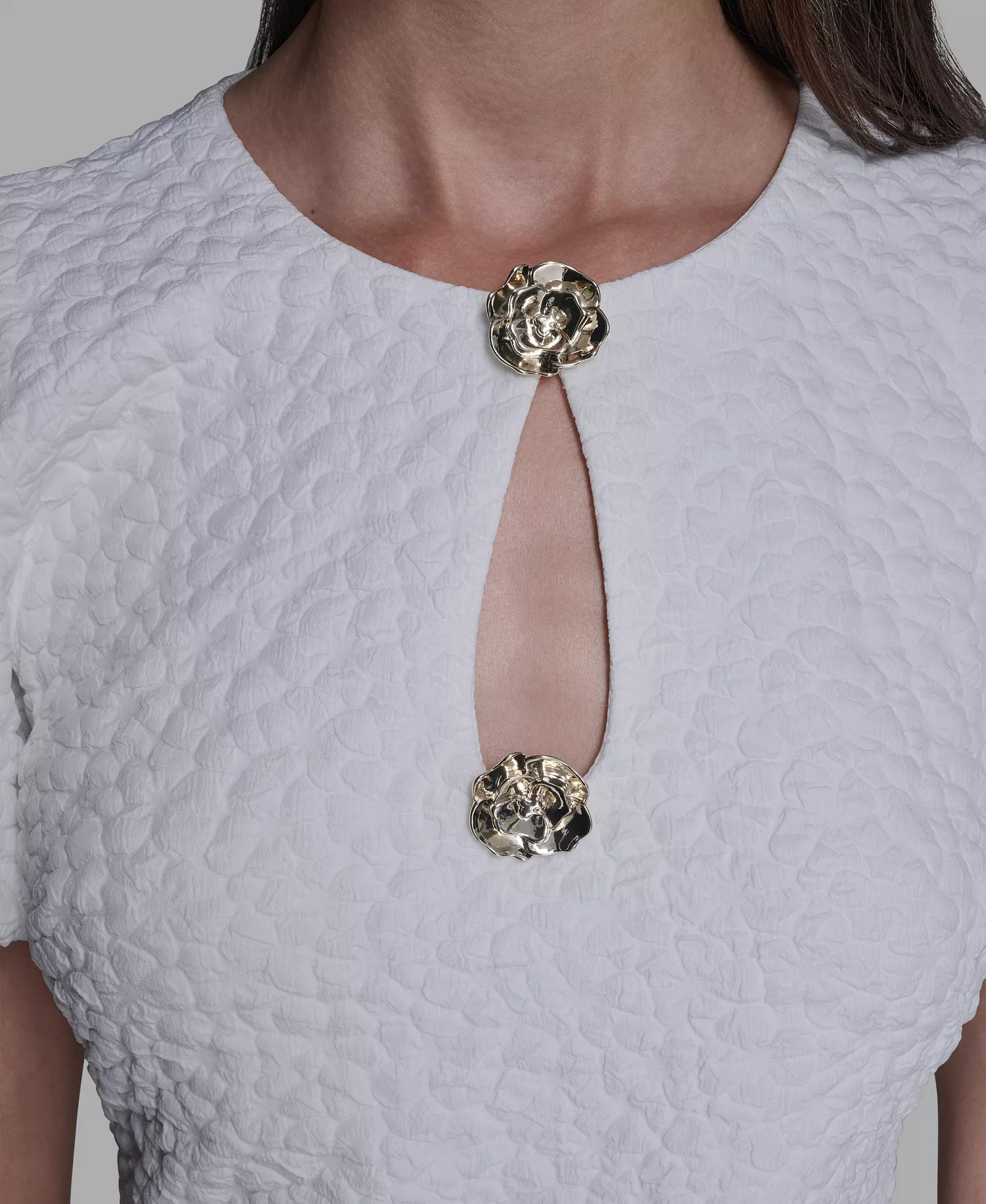 Women's Puff-Sleeve Floral Dress - Soft White - 10