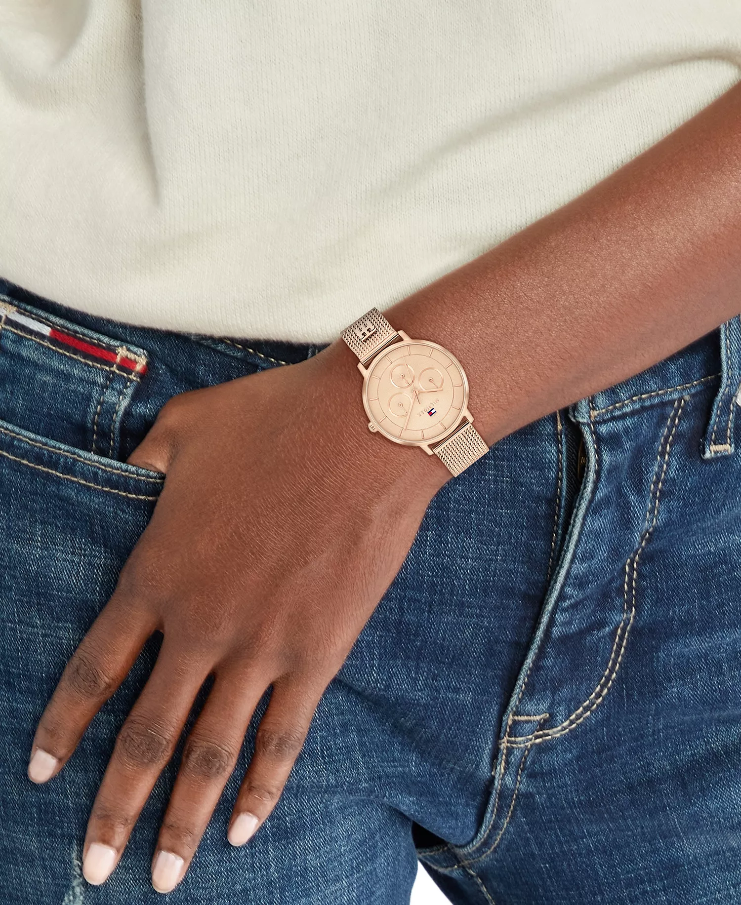 Women's Multifunction Rose Gold Tone Stainless Steel Mesh Bracelet Watch, 36mm - Rose Gold - No Size