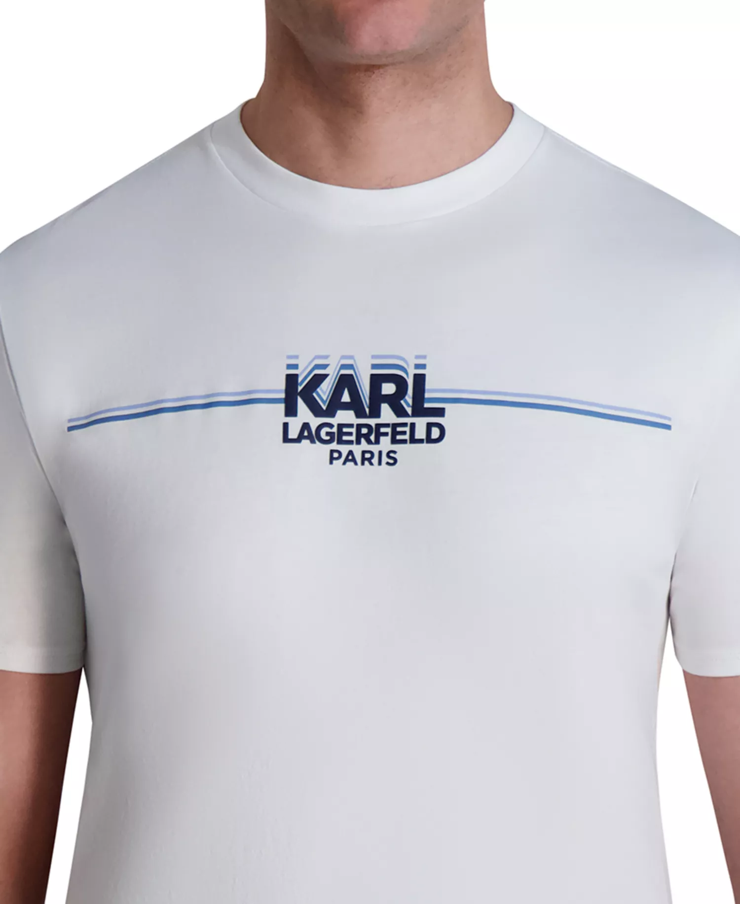 Men's Short Sleeve Crewneck Racing Stripe Logo T-Shirt - White - L