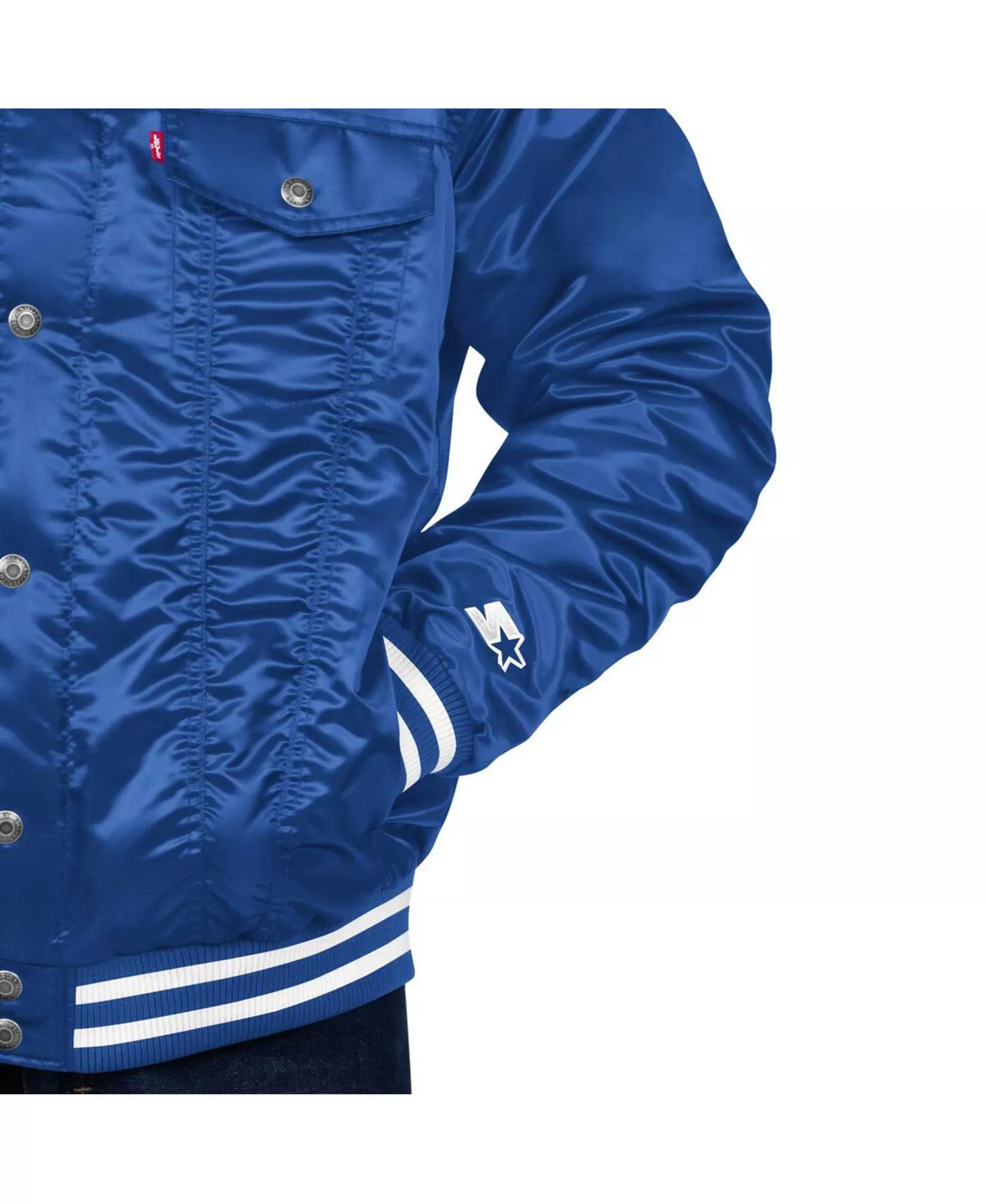 Men's Royal Chicago Cubs Silver Tab Satin Full-Snap Trucker Jacket - Royal - XL