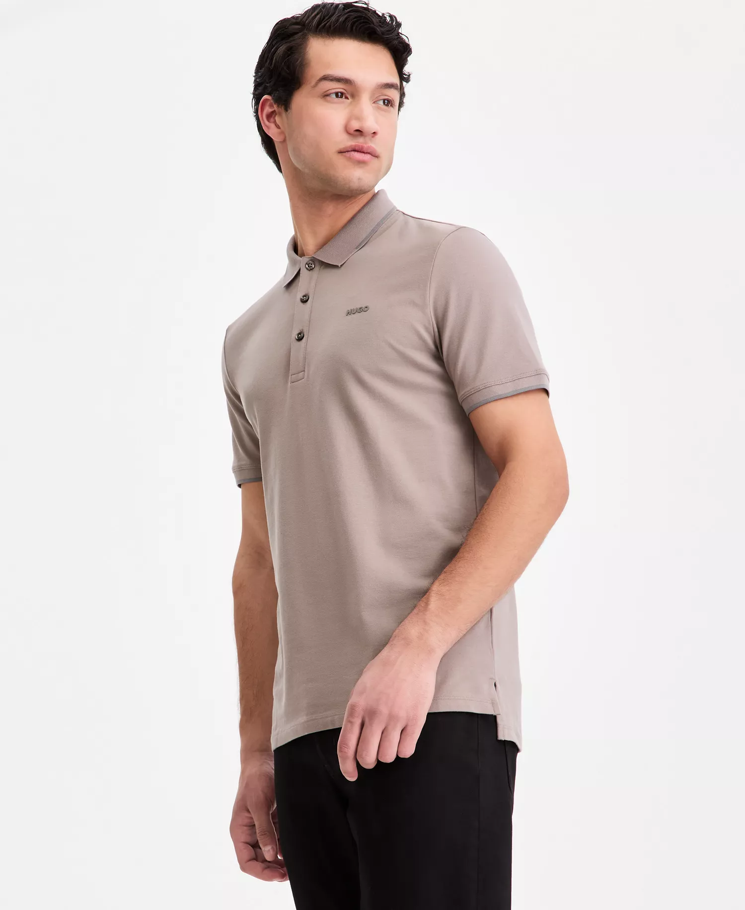Men's Cotton-Blend Tipping Polo Shirt - light/pastel brown - 2XL