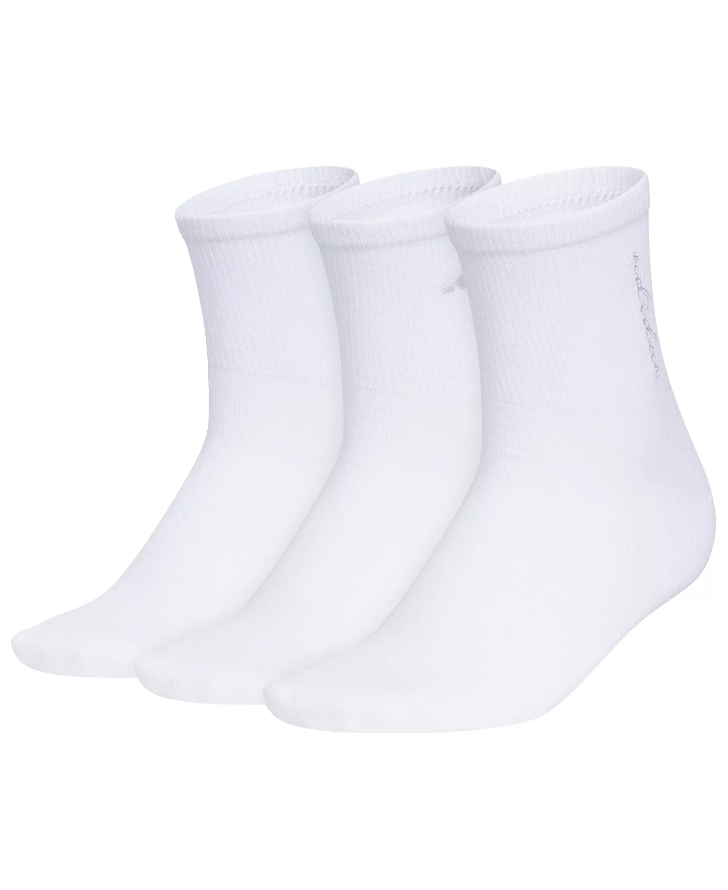 Women's Embroidered Logo Detail Quarter High Socks, 3-Pack - White/gold Metallic/silver Metallic - 5-10