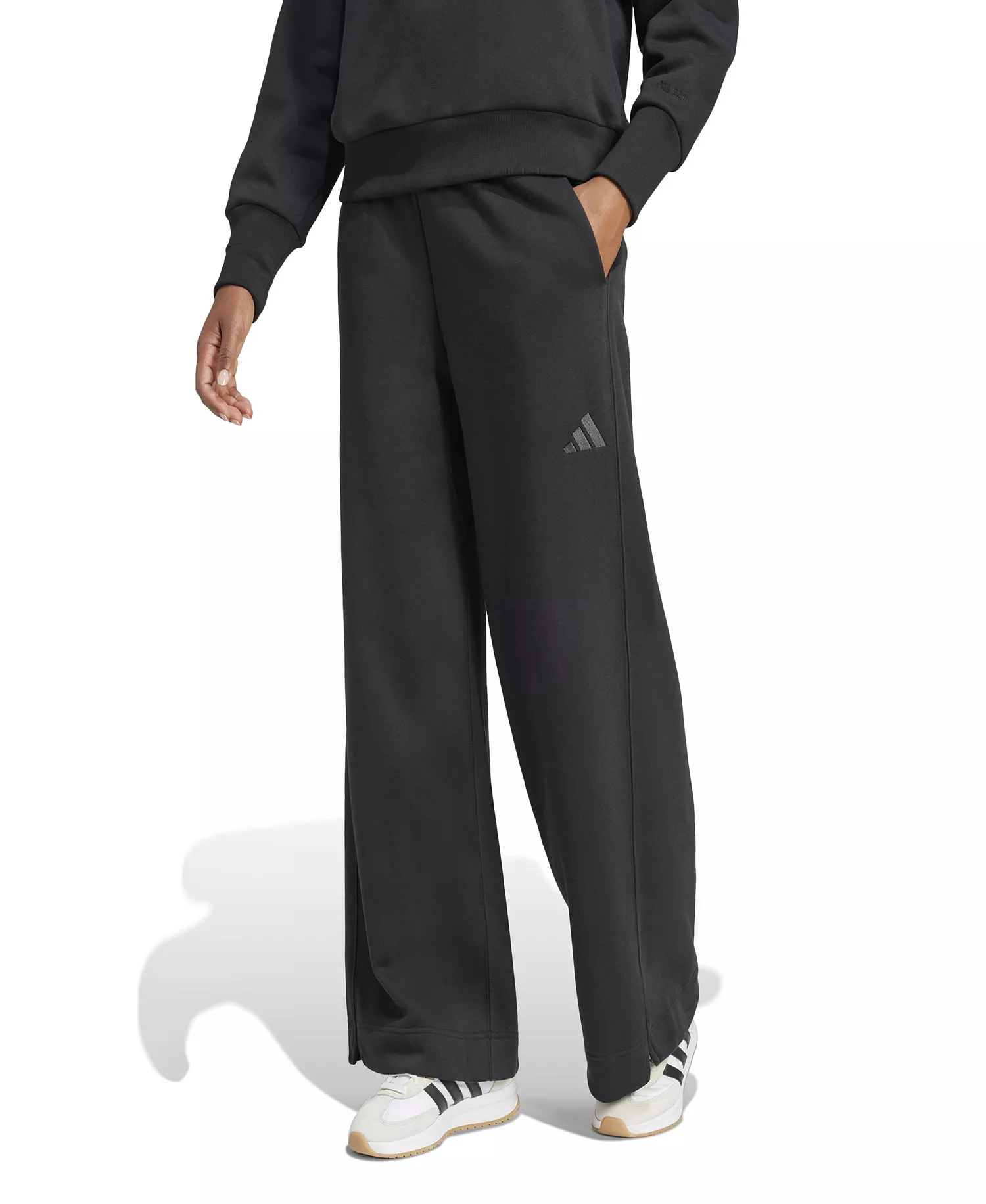 Women's All SZN Fleece Loose Wide-Leg Pants - Black - 2XL