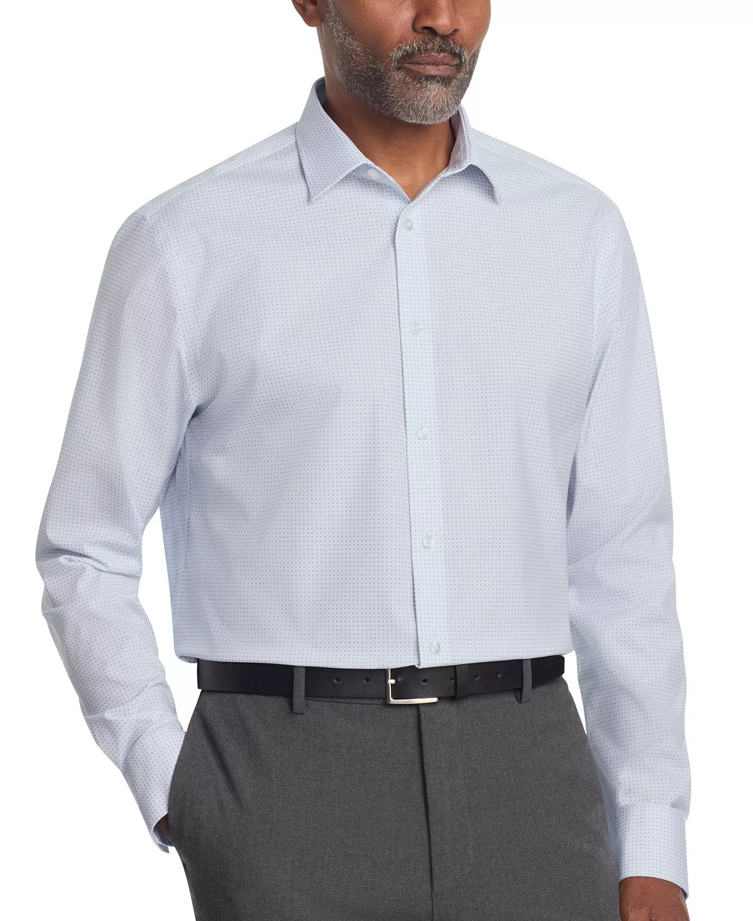 Men's Refined Cotton Stretch Regular Fit Dress Shirt - Blue Multi - 15 32/33