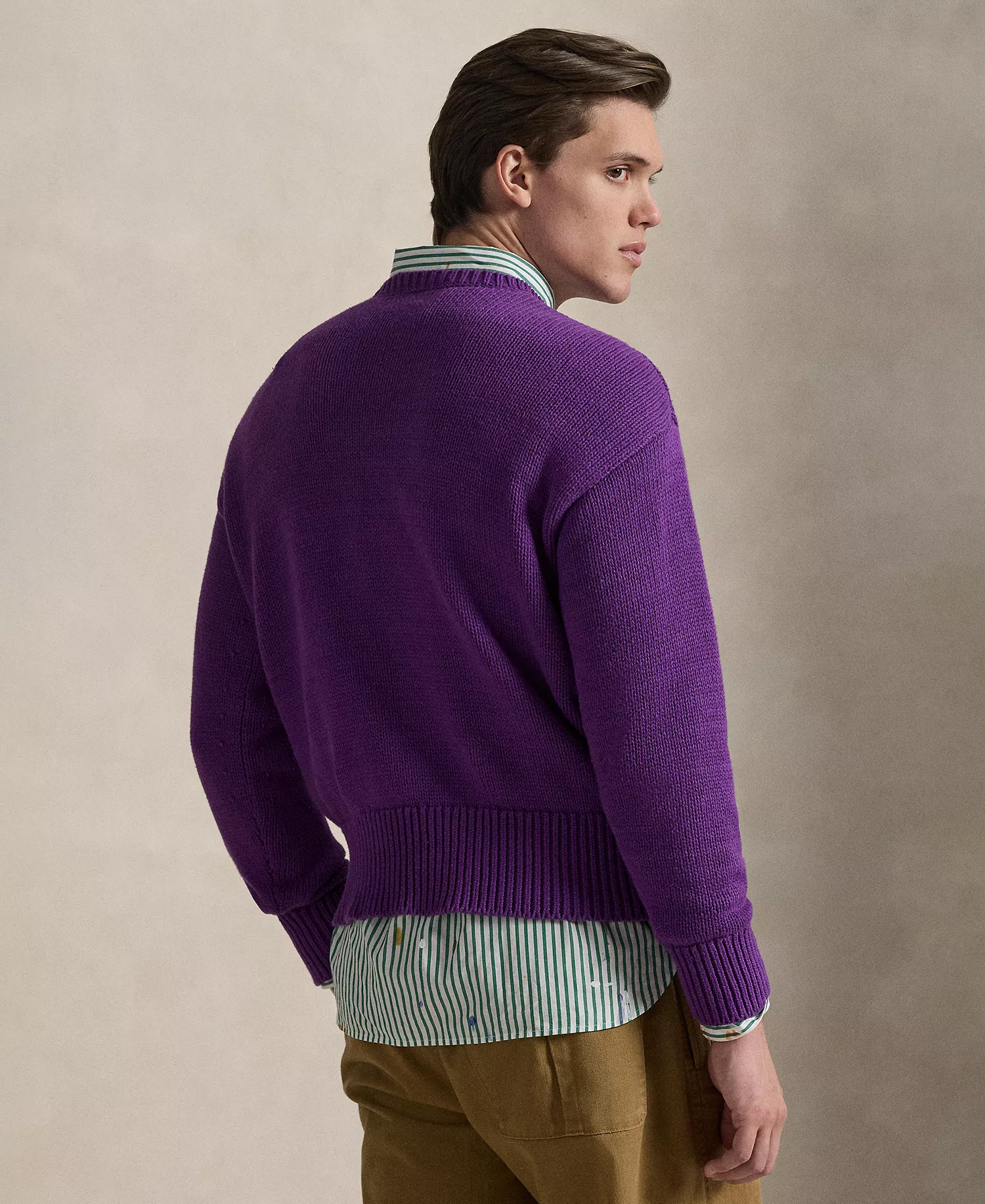 Men's Crewneck Embroidered Knit Sweater - Passionflower Purple Heather - 2XL