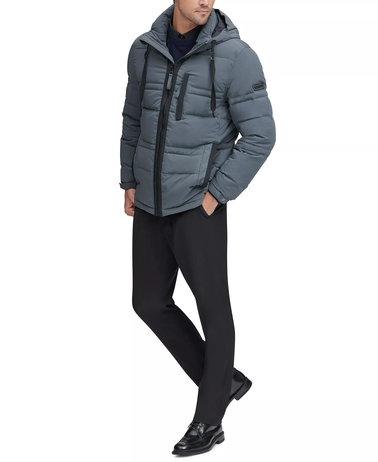 Men's Huxley Crinkle Down Jacket with Removable Hood - Charcoal - XL