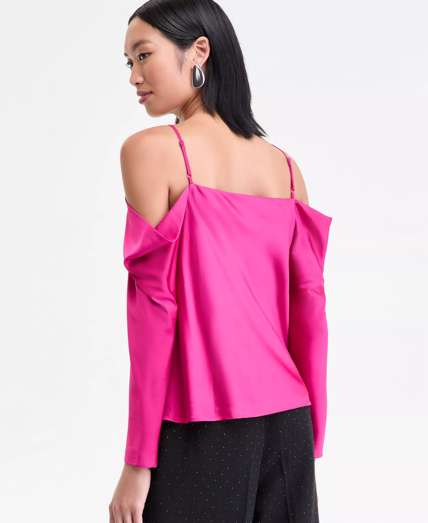 Women's Cold-Shoulder Draped Blouse, Macy's Exclusive - Bright Fuchsia - 2XL