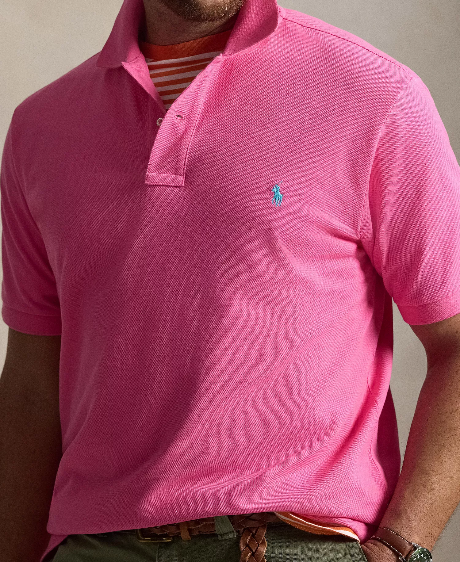 Men's Big & Tall The Iconic Mesh Polo Shirt - Baja Pink - 2LT